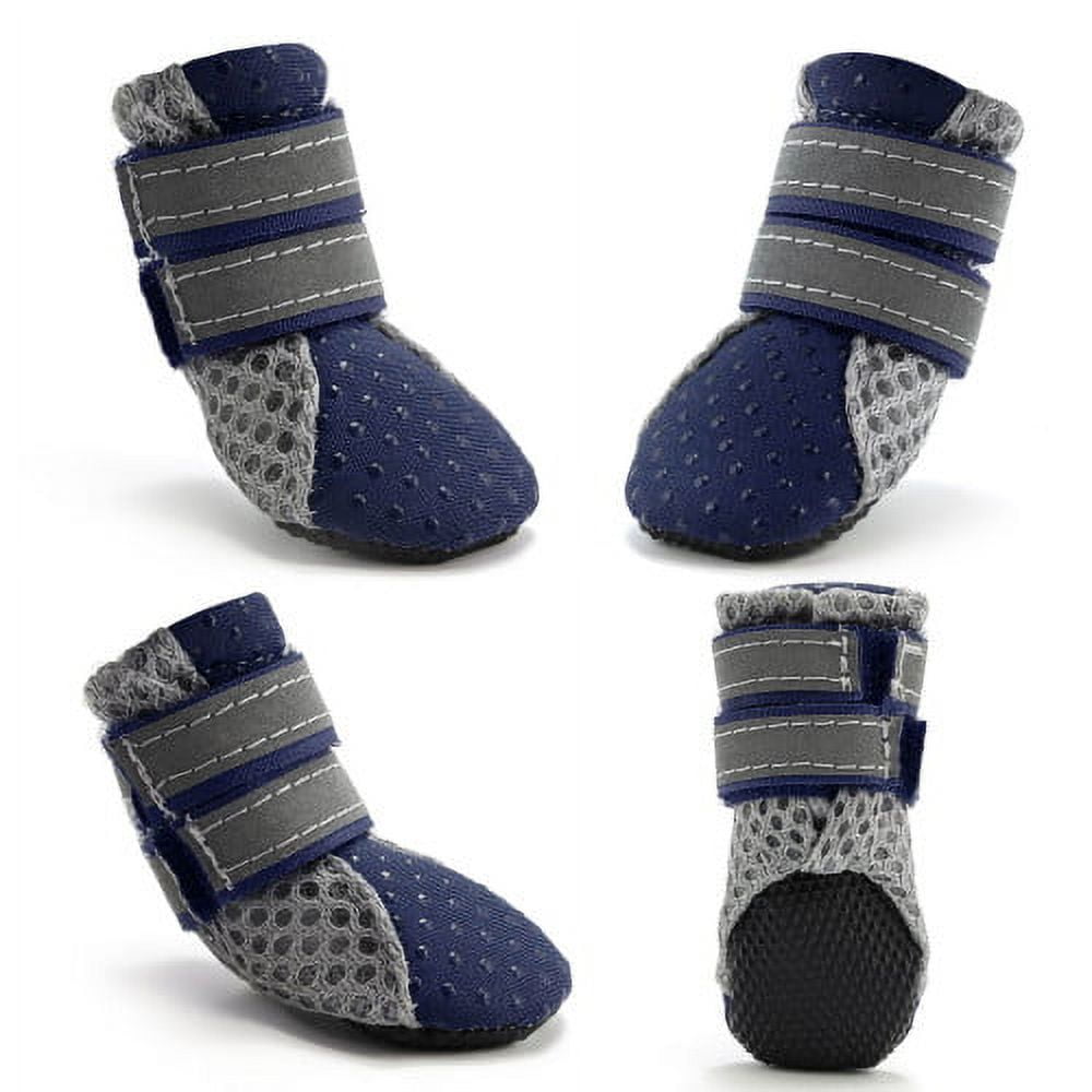 Small Dog Shoes, Slip Resistant 4pcs Dog Puppy Boots Booties Pet Sneakers with Reflective Fastener Tape for Small Medium Dogs, Protect Paws Easy to Wear Daily — image 2