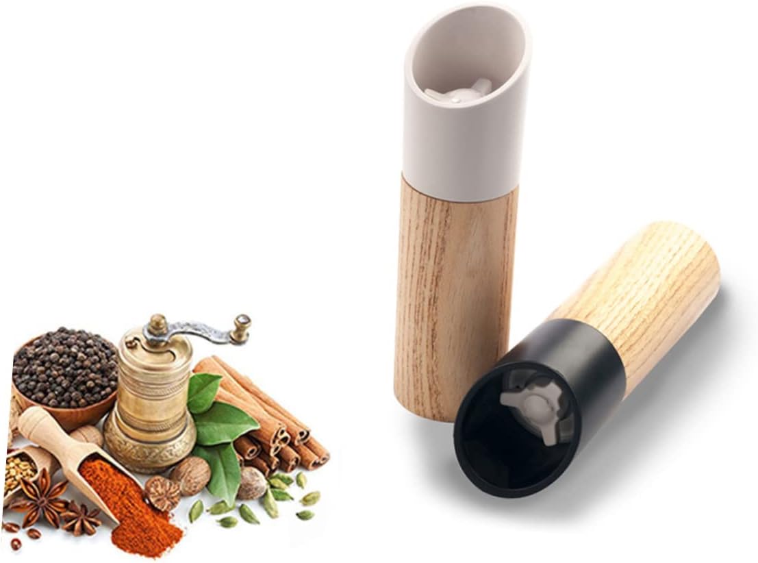 Pepper Mill - Manual Ceramic - Wooden Kitchen Utensil - For Freshly Ground Spices - Easy to Clean - 160mm * 45mm - White โ image 2