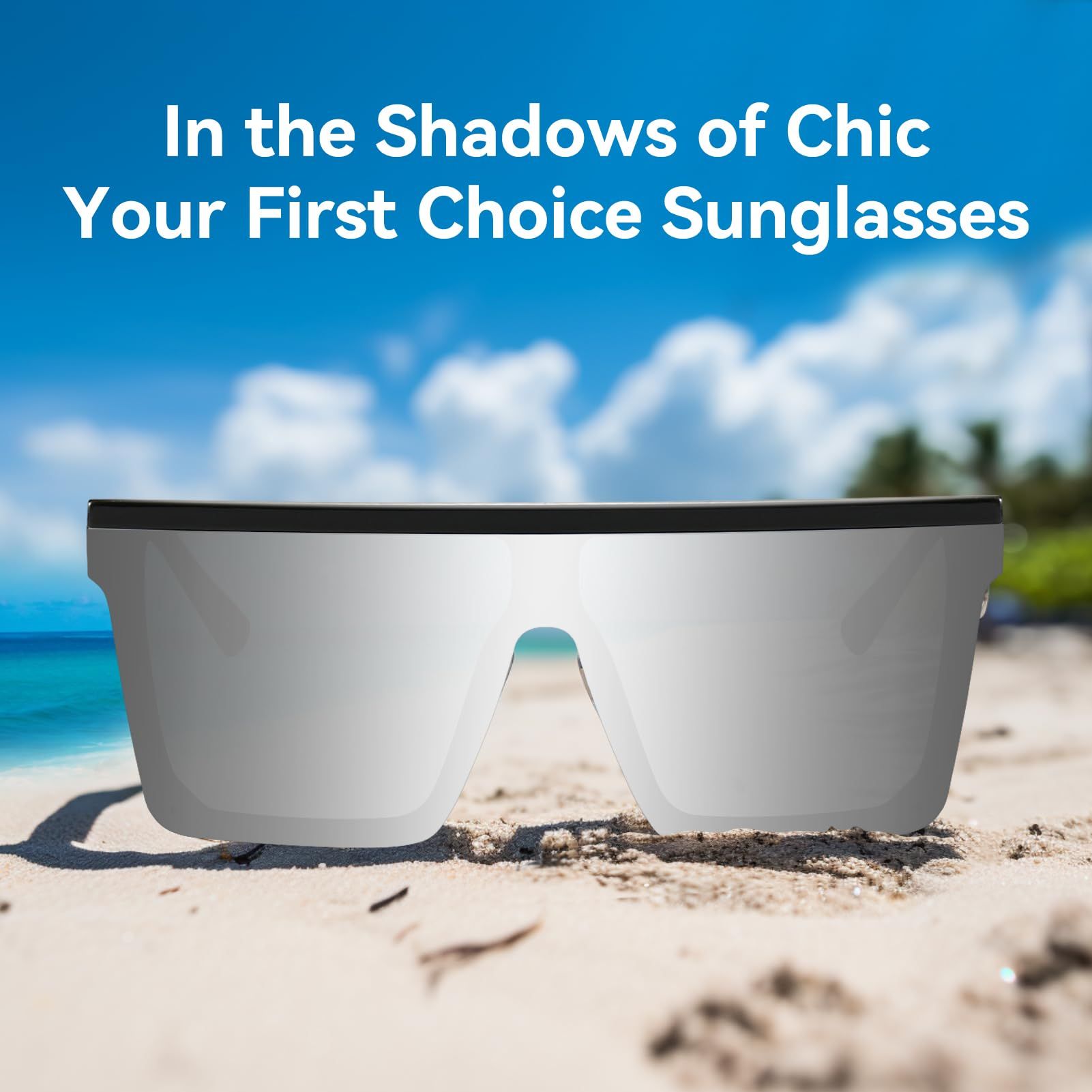 Oversized Sunglasses for Women Men Fashion Flat Top Big Black Frame Shades Women Square Oversized Sunglasses — image 2