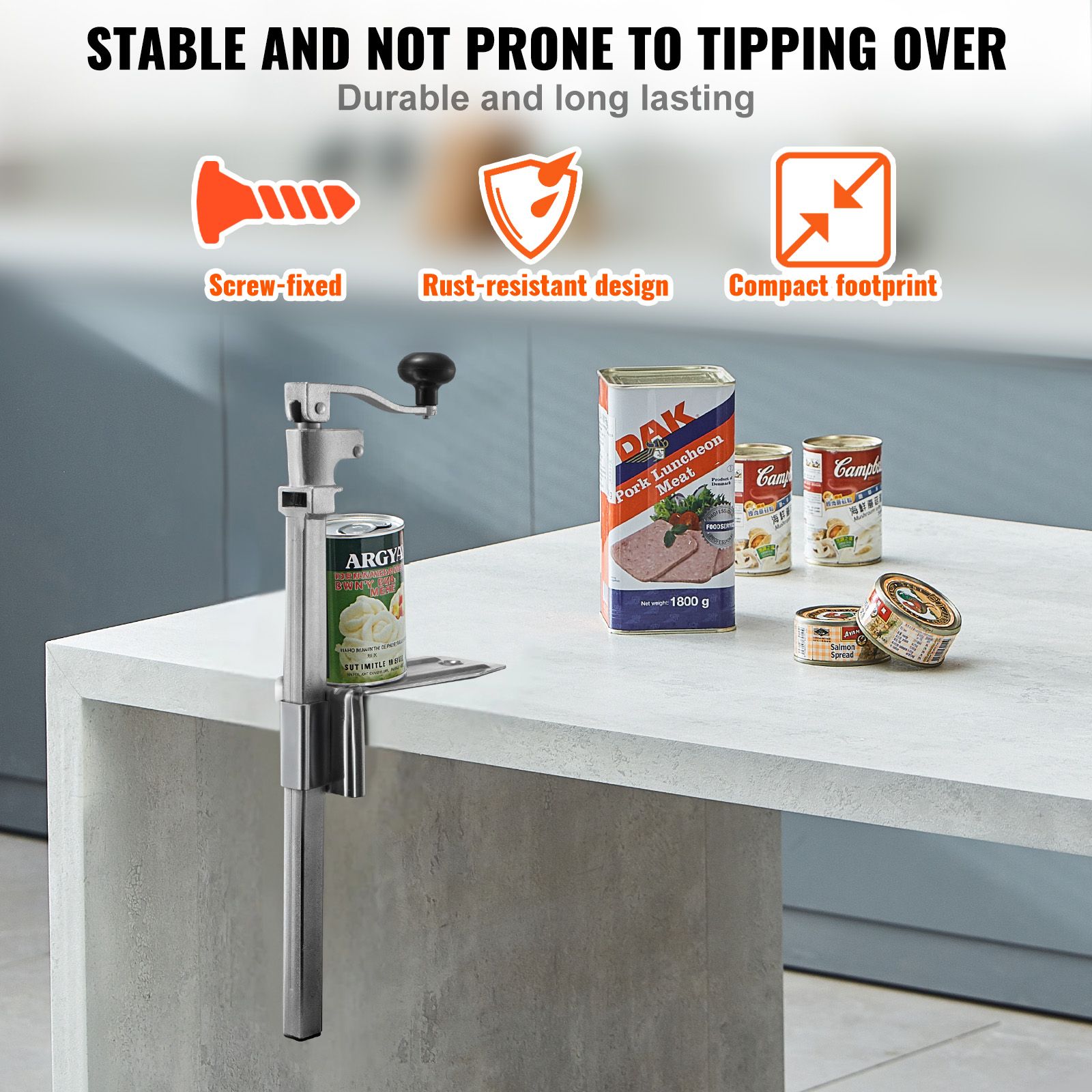 Commercial Can Opener, Heavy-Duty Manual Tabletop Cans Opener for Cans Up to 300 mm Height, Height-Adjustable Professional Can Openers Fixed with Screws, for — image 4