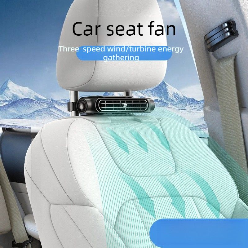Powerful Car Seat Backrest Fan, USB Rechargeable for Vehicle-black — image 2