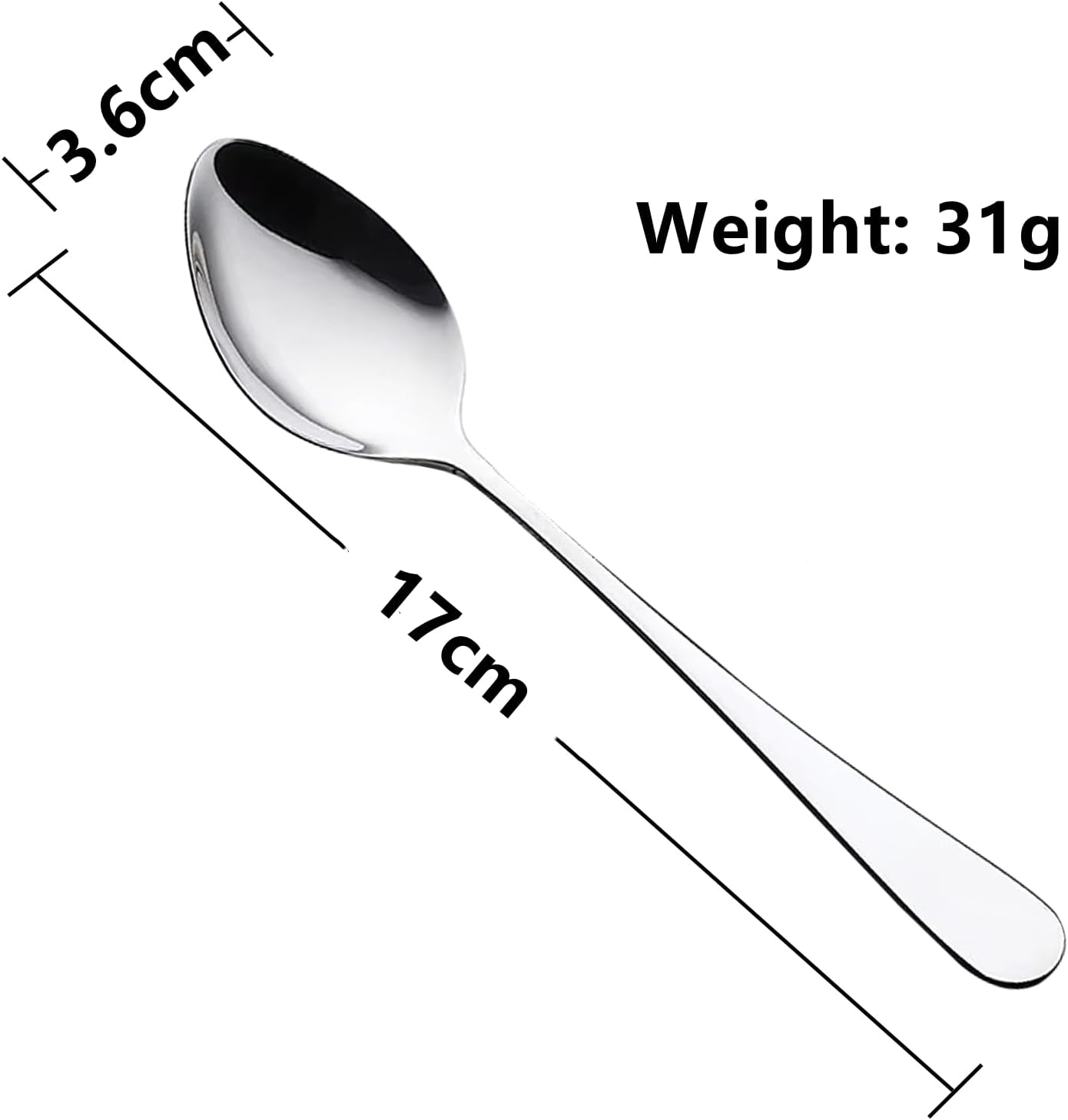 Store 12pcs Dinner Spoons Silverware Set, 17 cm Stainless Steel Soup Spoons, Mirror Polished Round Edge Tablespoons, Dishwasher Safe for Home, Restaurant โ image 4