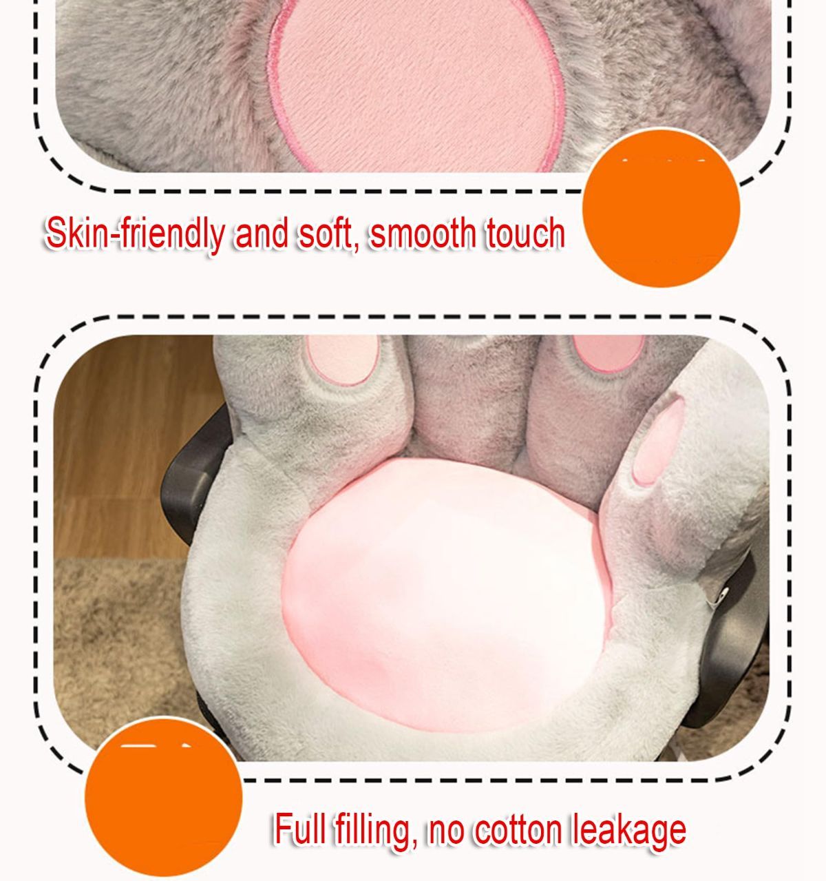 Cat Paw Cushion Chair Cushion Plush Cushion Home Decor Gift For Her Versatile - Gray - Size 45*40*35cm โ image 2