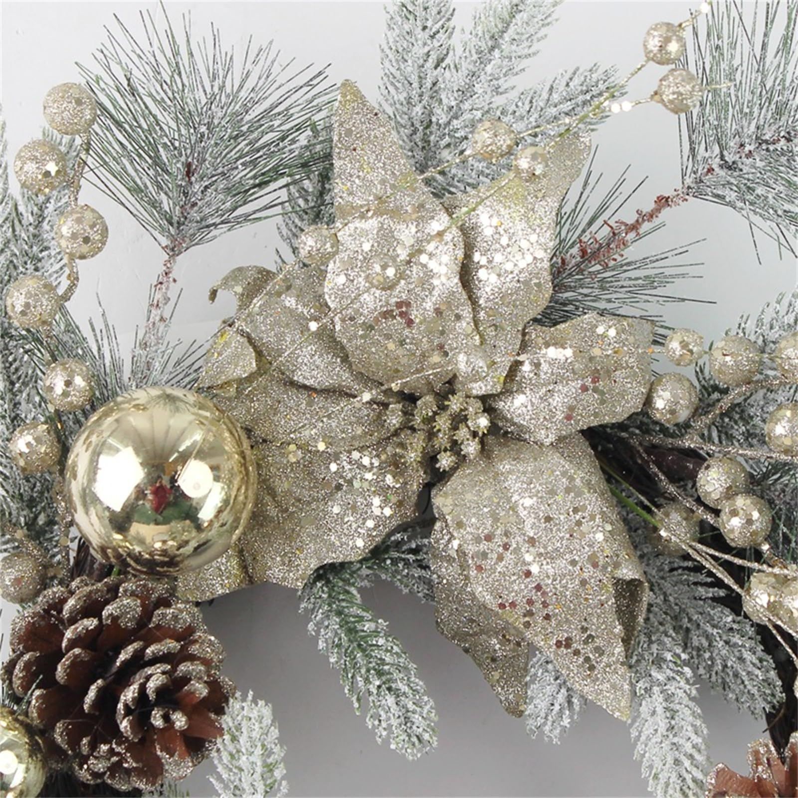 Christmas Front Door Wreath Decoration with Pinecone Flower Artificial Pine Rattan Wreath Garland Teardrop Swag Window Venue Setup โ image 4