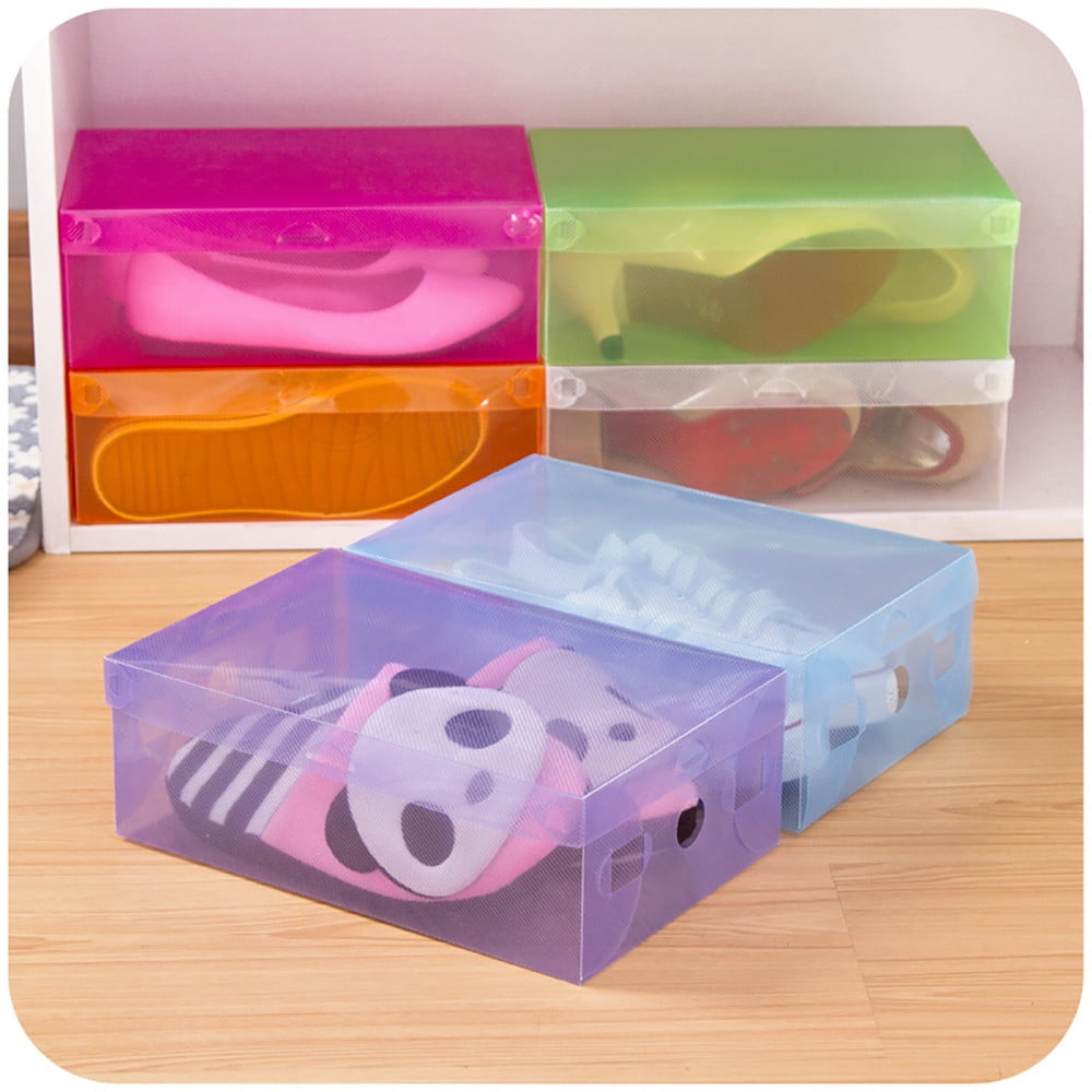 5PCS Shoe Storage Box with Flip Lid, Foldable Clear Shoe Storage Organizer, Plastic Stackable Shoes Container, Storage Containers Box for Shoes Belts Socks โ image 4