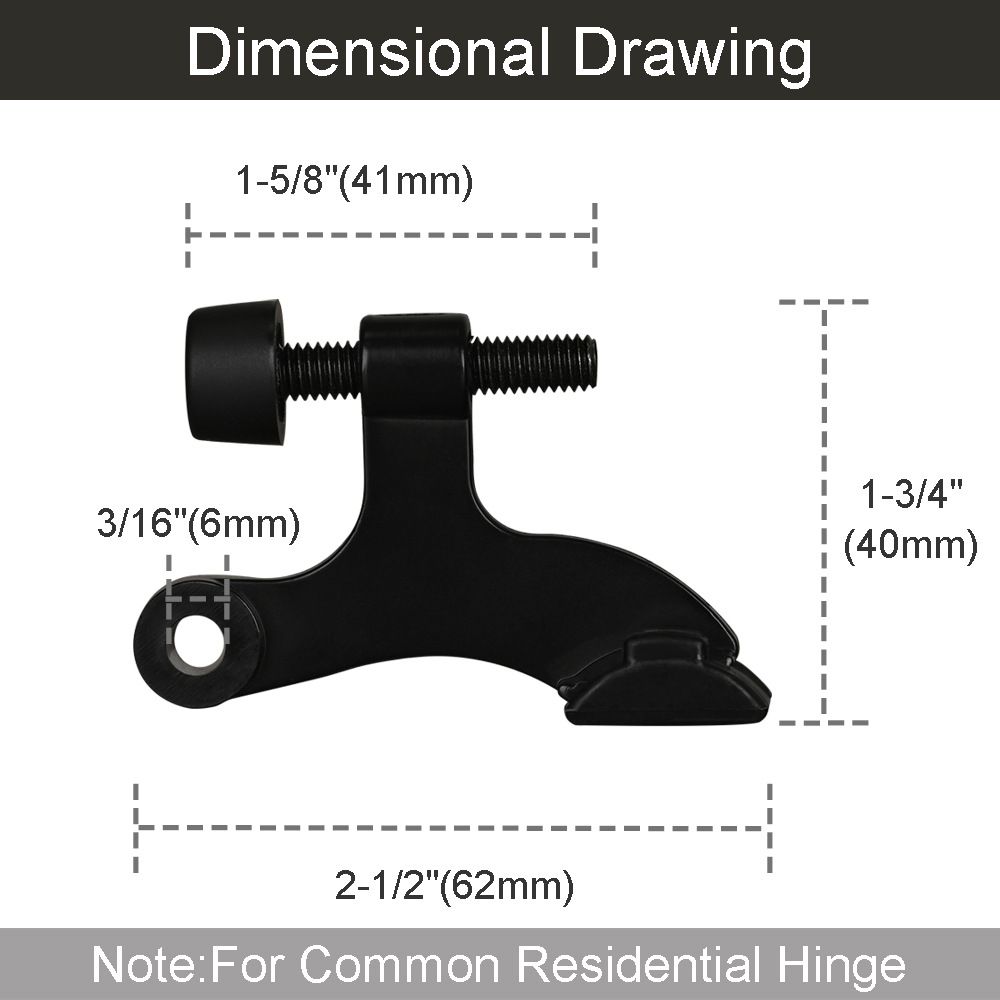 2 Pack Hinge Pin Door Stoppers for top of Door Adjustable Heavy Duty Hinge Pin Black Door Stop (Black, 2 Pack) โ image 2
