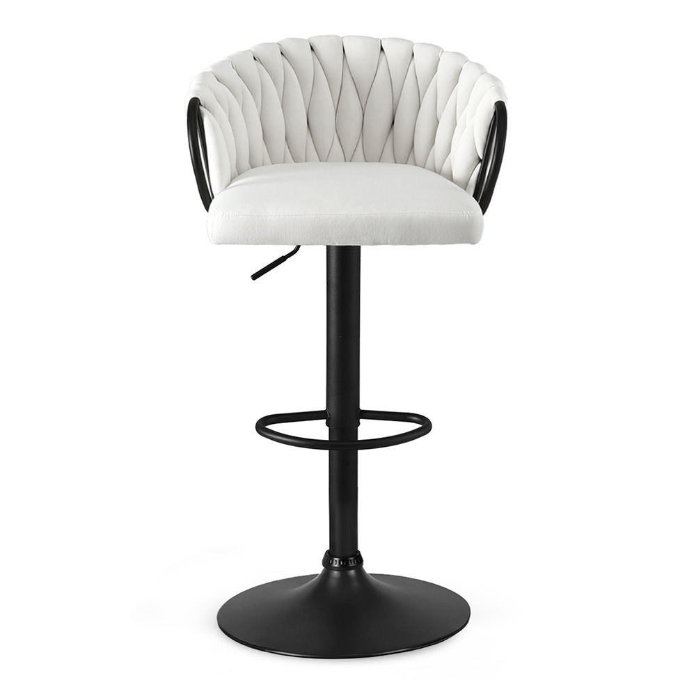 Artiss 1x Bar Stool Single Kitchen Dining Chair Counter Stool Woven Velvet Ivory โ image 3