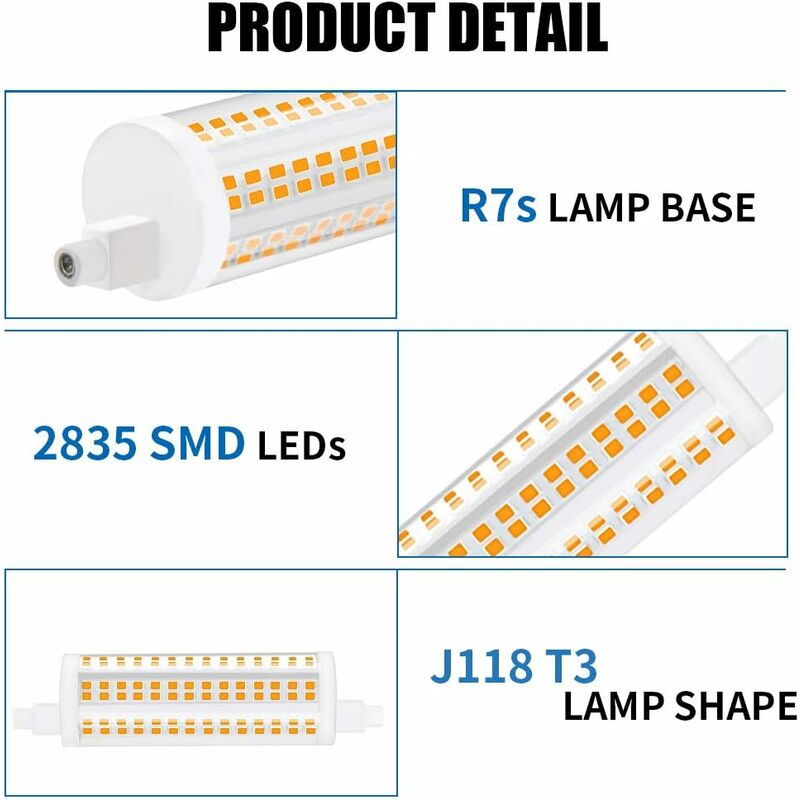 20W 118mm R7s Dimmable LED bulb, Daylight 4000K, 2200lm, 2 pcs - Equivalent to 200W Halogen, Energy Class A+ โ image 4
