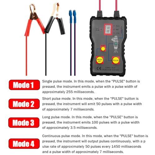 Fuel Injector Tester Cleaner Kit, 12V Car Injector Tester with 2 Adapters 4 Pulse Modes, DIY Cleaning Tool Set with Short Circuit Protection, Automotive — image 5