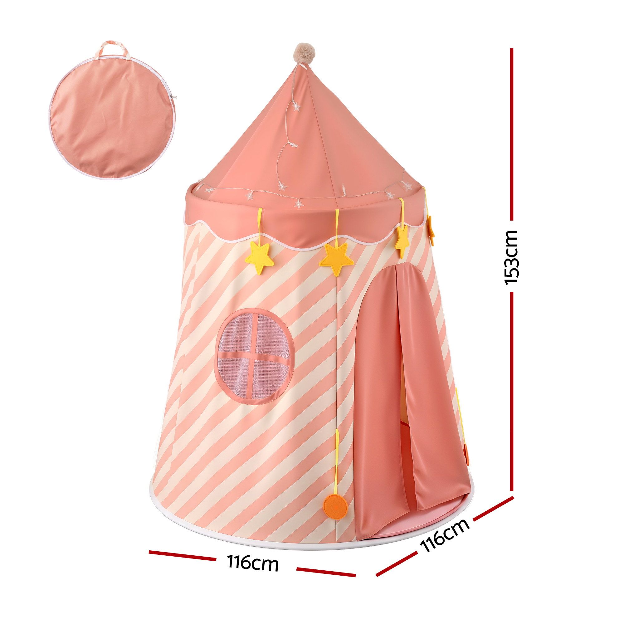 Keezi Kids Play Tent with Star Lights and Window Carry Bag 116cmx153cm Playhouse — image 2