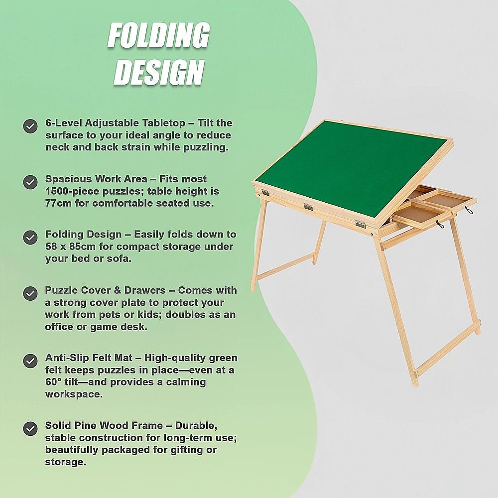 1500-Piece Jigsaw Puzzle Table with Folding Legs – Portable Puzzle Storage Board — image 4