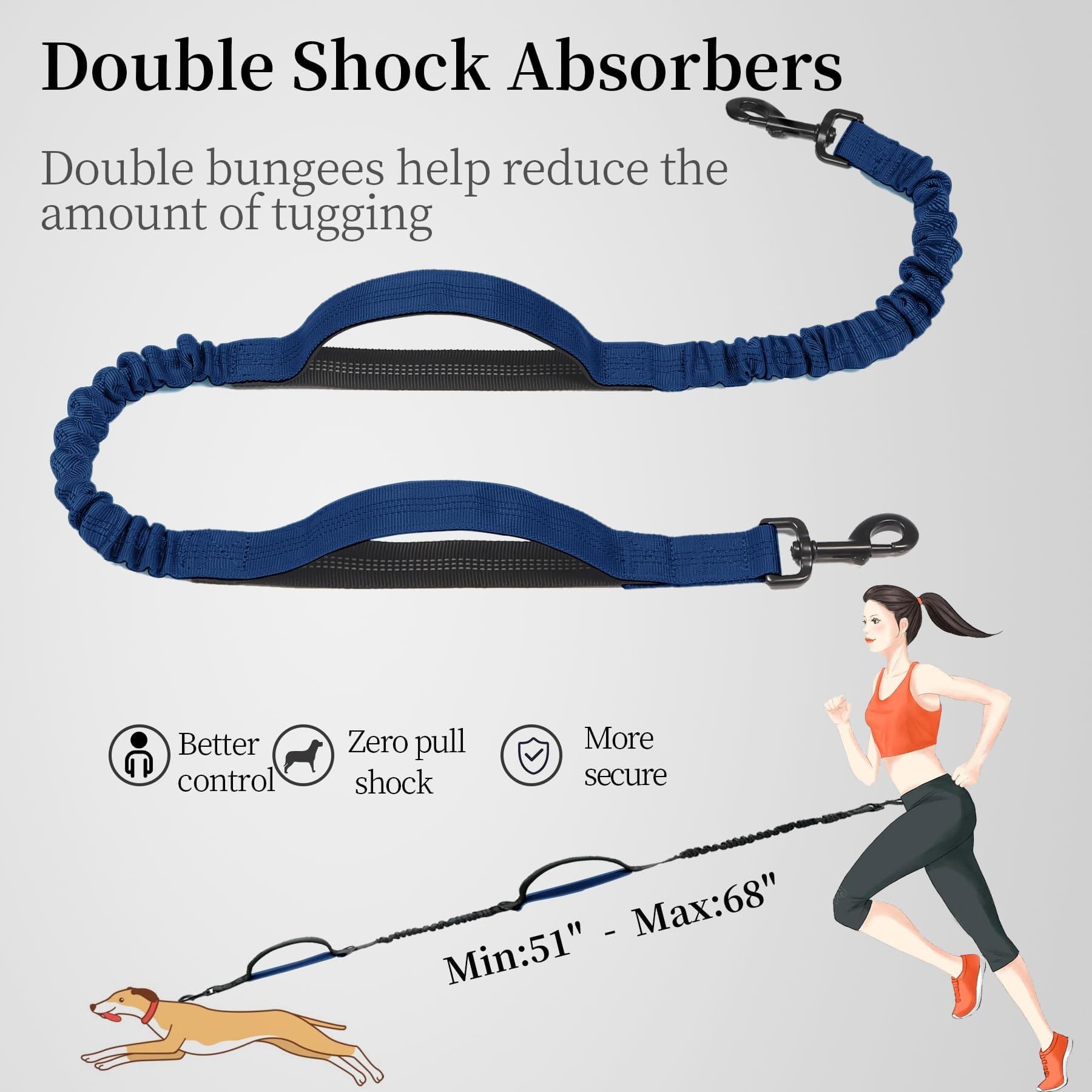 Hands-Free Dog Leash with Waist Belt and Storage Pouch, Shock-Absorbing Bungee Leash for Running, Walking, and Outdoor Adventures, Reflective Safety Design for — image 5