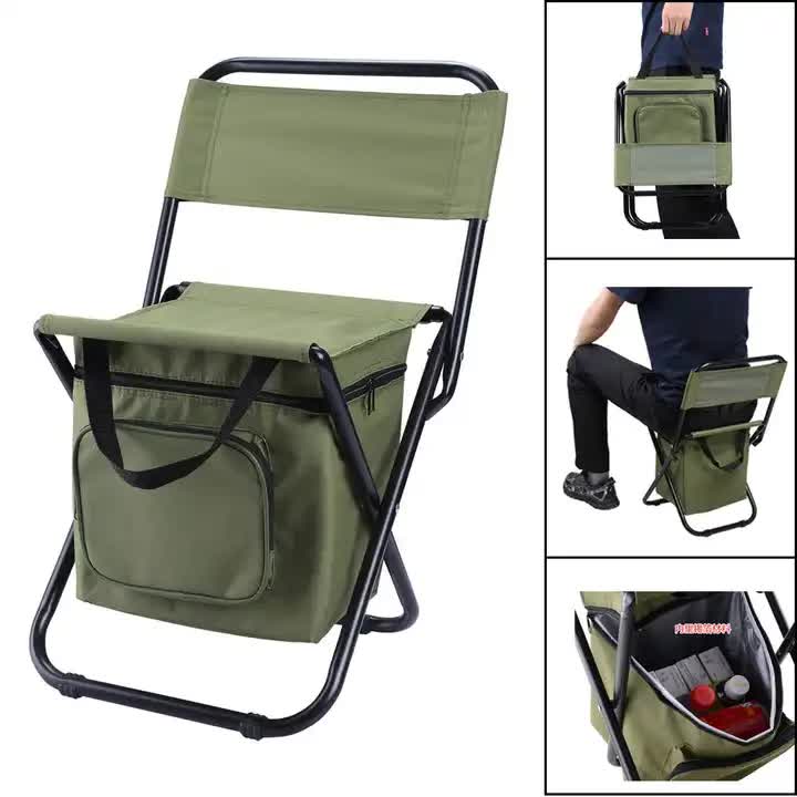 Blue Portable 3-in-1 Folding Camping Chair with Storage Bag, Backrest, and Insulated Cooler for Outdoor Fishing, Hiking, and Picnics — image 2