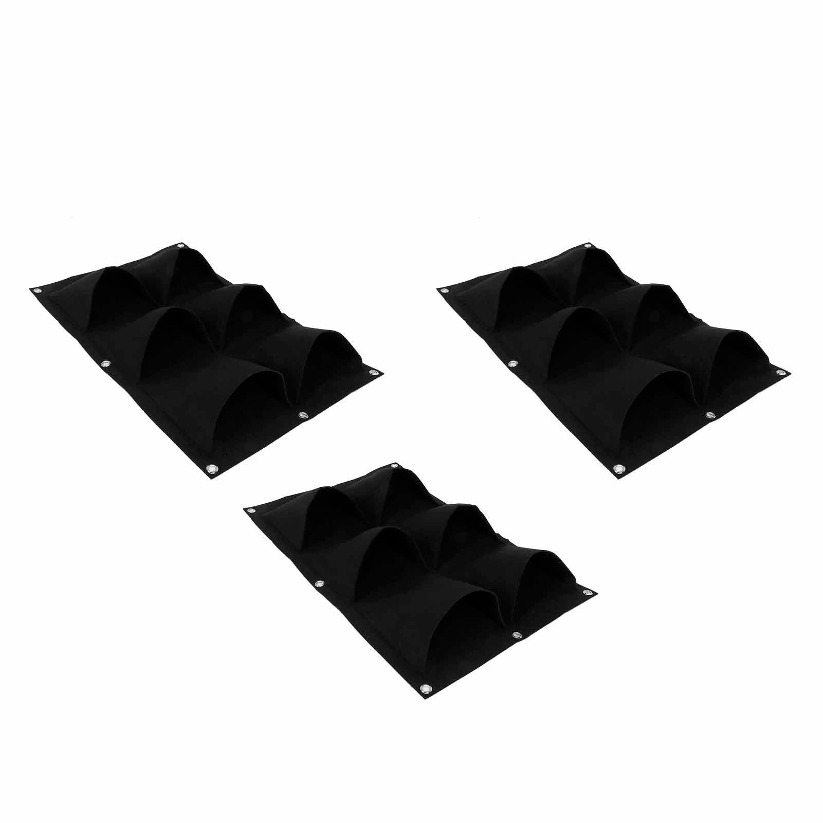 3Pcs 6 Pocket Plant Growing Bag Degradable Wall Hanging Felt Planter Bags Garden ToolBlack — image 5