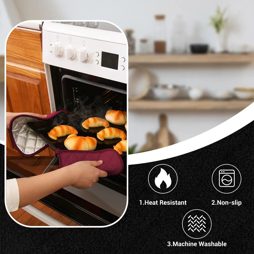 4 Pack Pot Holders for Kitchen Heat Resistant Pot Holders Sets Oven Hot Pads Terry Cloth Pot Holders for Cooking Baking(7"x 7",GRAY) 7" x 7" BLUE — image 6