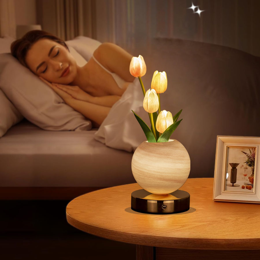 Orange Tulip Night Light - Floral Table Lamp for Bedroom Ambiance โ image 4