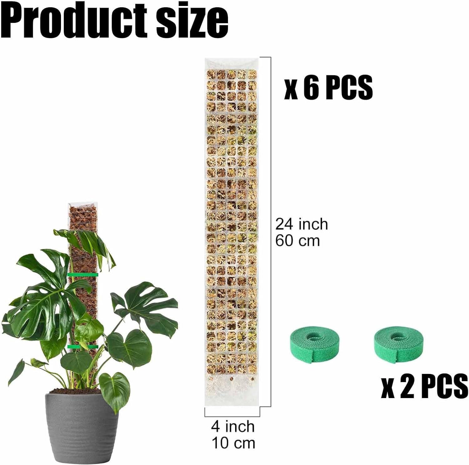 6 Pcs 24 Inch Plastic Moss Pole for Plants Monstera, Stackable for Indoor Work with Sphagnum Support Structure to Help Plants Grow Upwar โ image 2