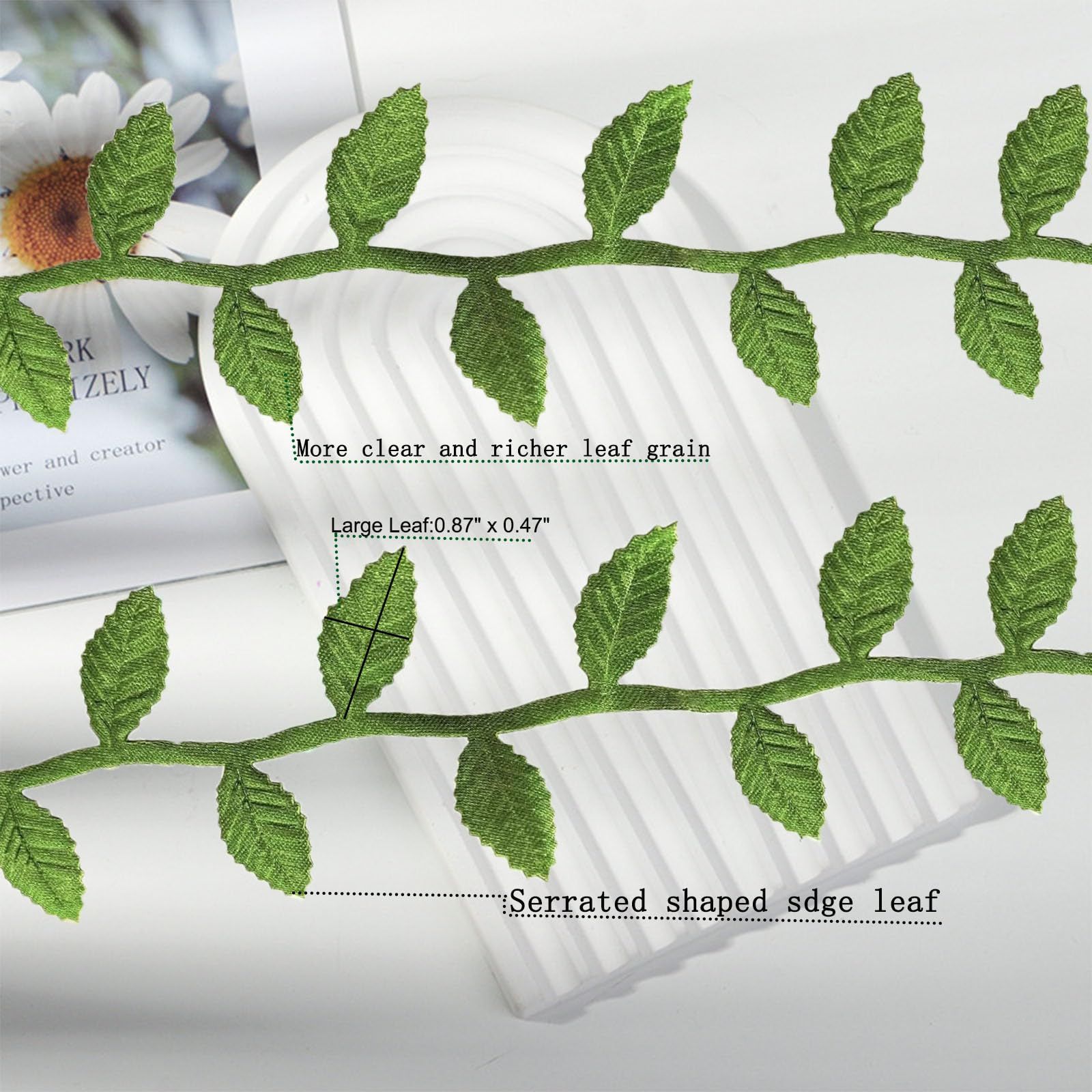 22 Yards Green Leaf Ribbon, Artificial Leaf Ribbon Green Leaves Trim Rope Leaf for DIY Craft Party Wedding Home Decoration (Green) โ image 2
