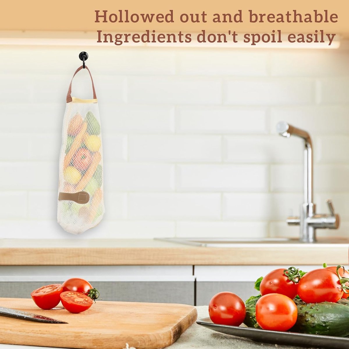 5 pieces - Vegetable bag - Fruit bag - 48 × 11 cm - Storage bag - hanging mesh bag - reusable large bag for cooking seafood - washable bags - for vegetables — image 2
