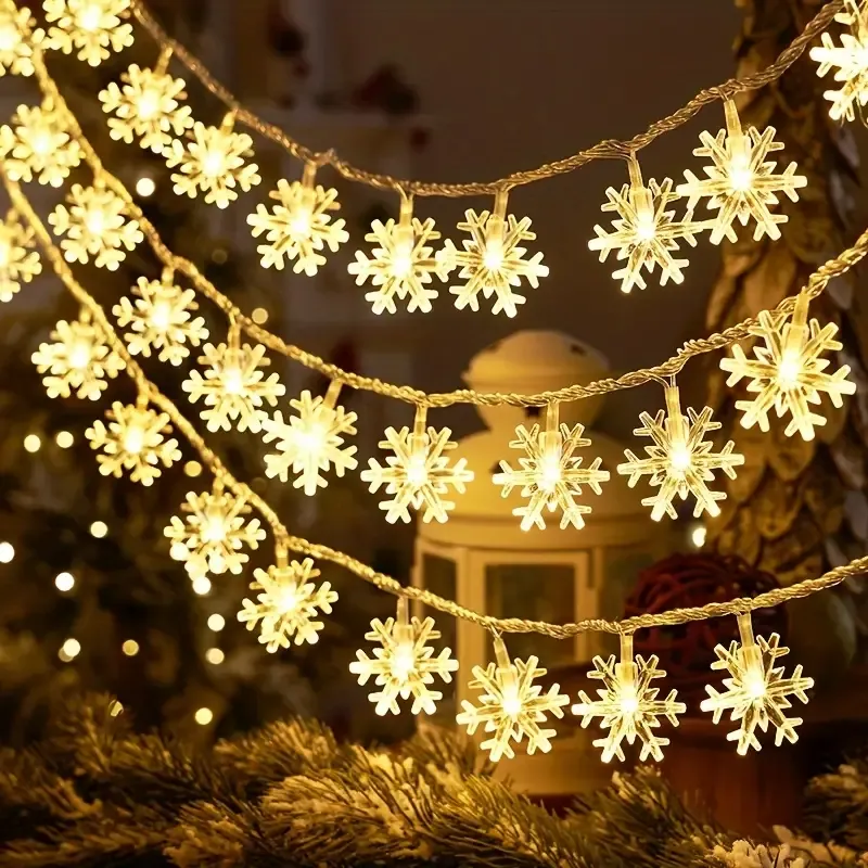 ❄️ Battery/USB Dual-Power Christmas Snowflake String Lights – Transparent 3D Design, Waterproof, Durable & Easy to Install, Brightens Up Parties and — image 4