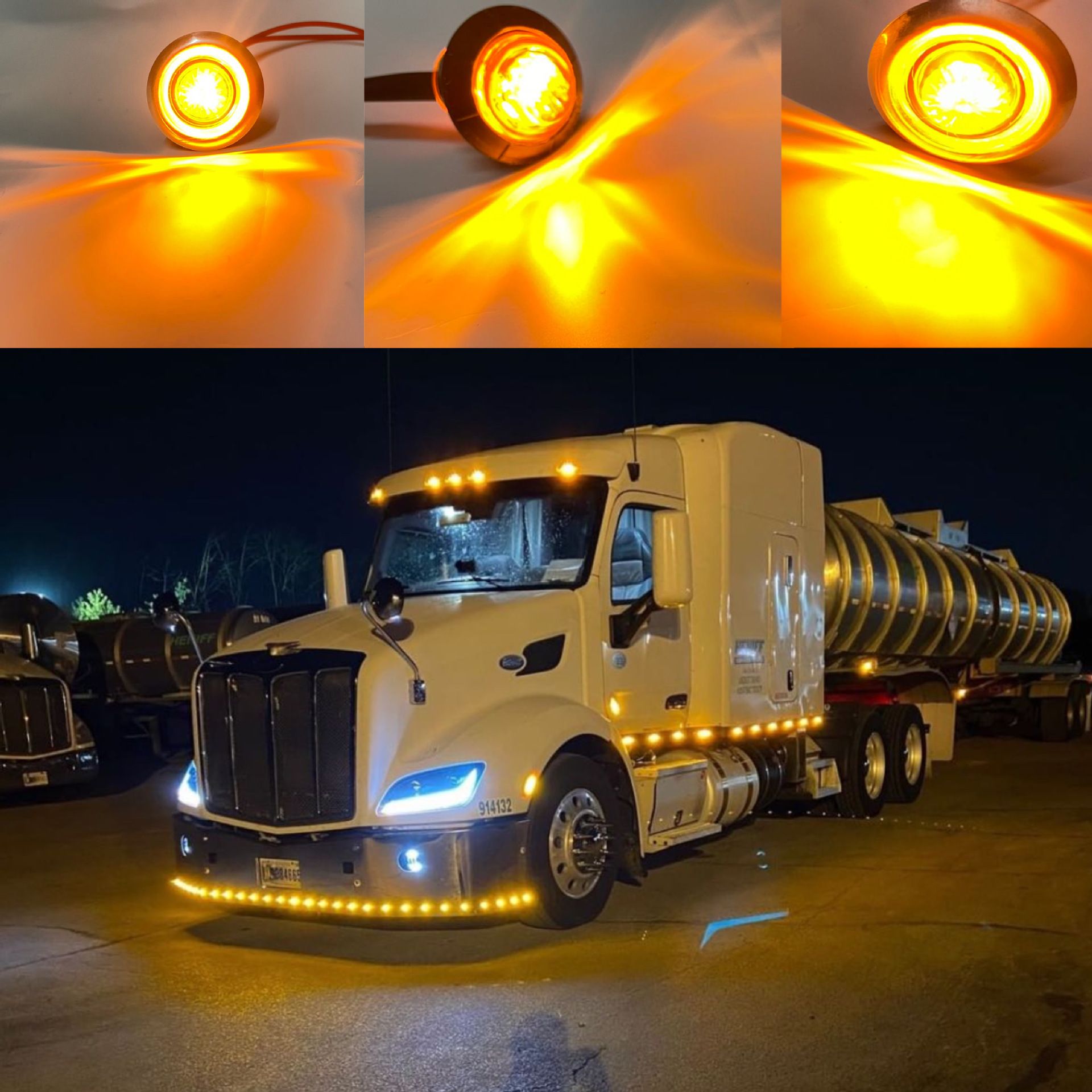 (Pack of 50 )Mini Round Amber LED Side Marker Turn Signal Light Clearance Lamp for Truck Trailer Marine Waterproof 12V DC — image 5