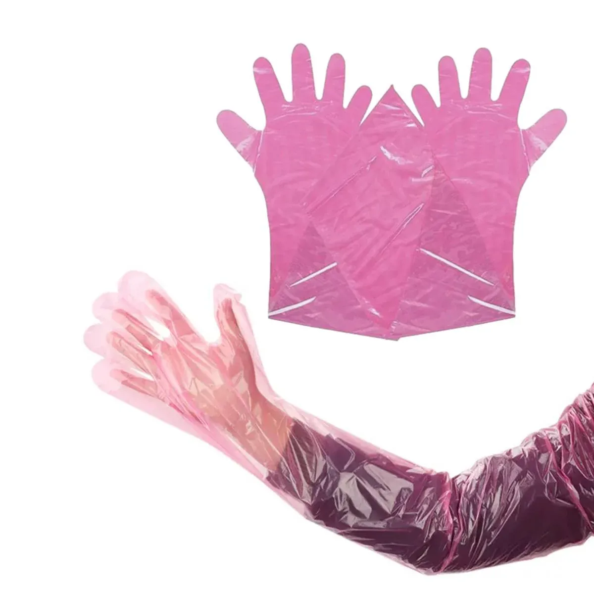 50pcs Clear Long Arm Glove Plastic Farm Glove Disposable Vet Glove Midwifery — image 2