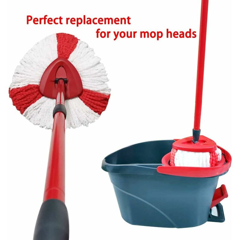 2 Pack Mop Heads Compatible With Vileda 2 In 1 Turbo Mop Replacement Head, Microfiber, Red, White โ image 2