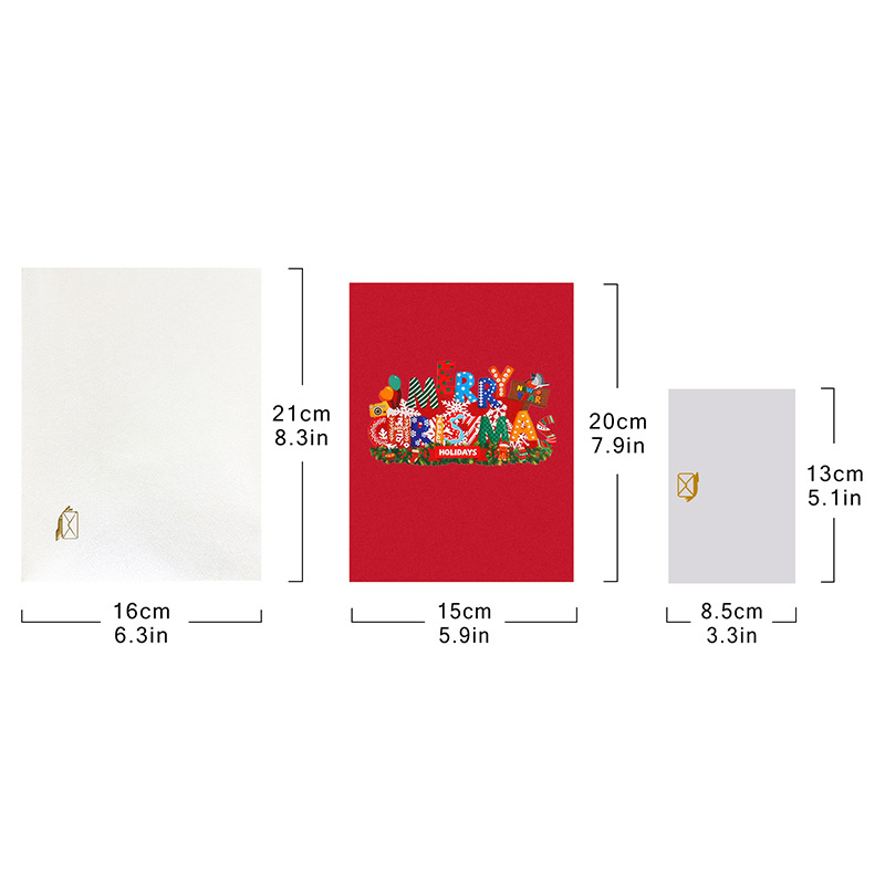 Christmas Train 3D Pop Up Greeting Card, Holiday Xmas Gift Card with Envelope & Note Card, Christmas Party Invitation & Festive(Font) — image 3