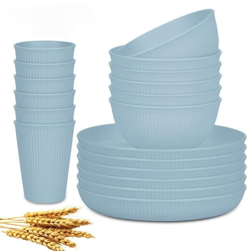 Wheat Straw Dinnerware Set Unbreakable Dinner Plates BPA-Free Dinnerware - Navy - Size 01 β image 5