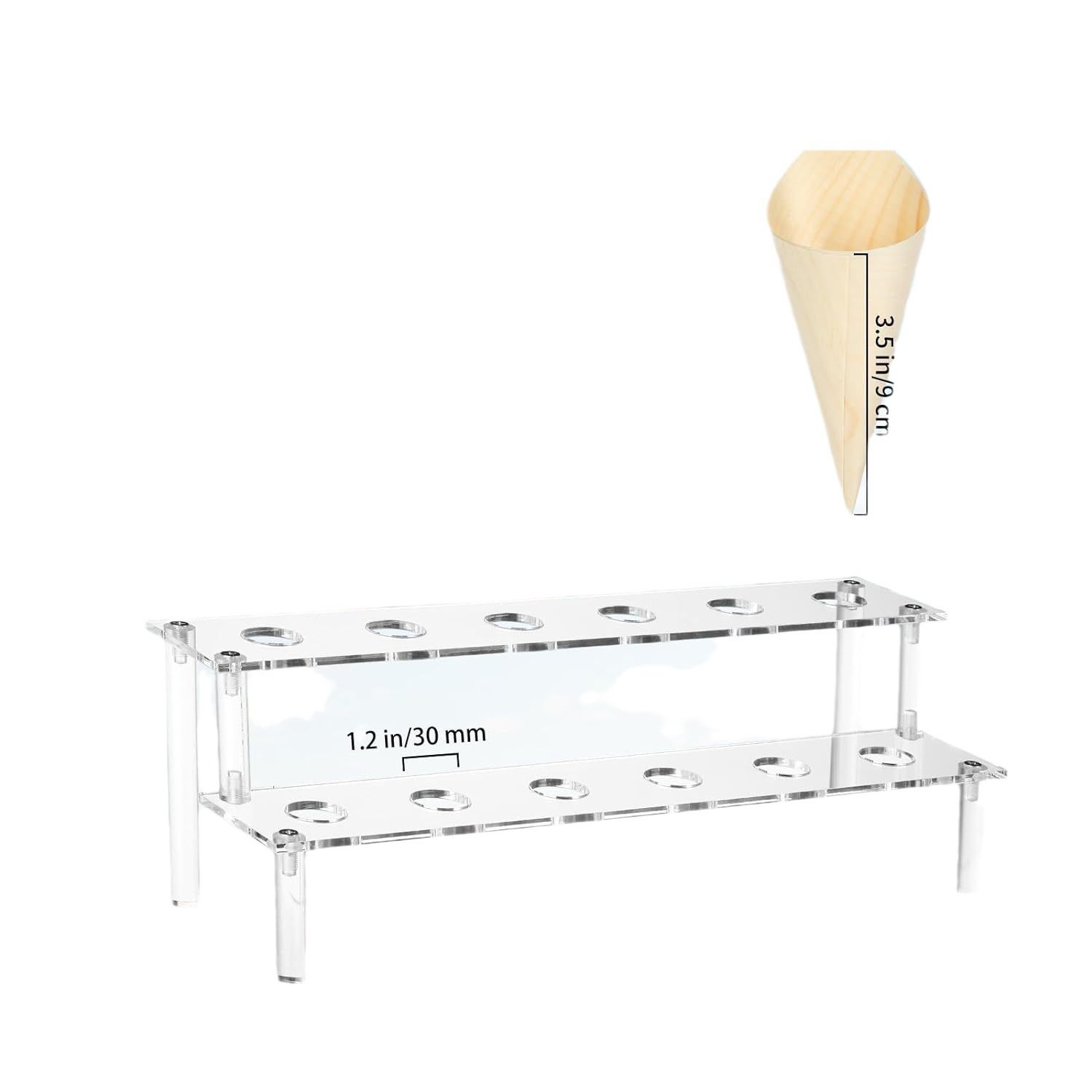 Salad Presentation Display Stand | Desktop Dessert Organizer | Acrylic Stand For Ice Cream Cones, Double-layer Appetizer — image 5