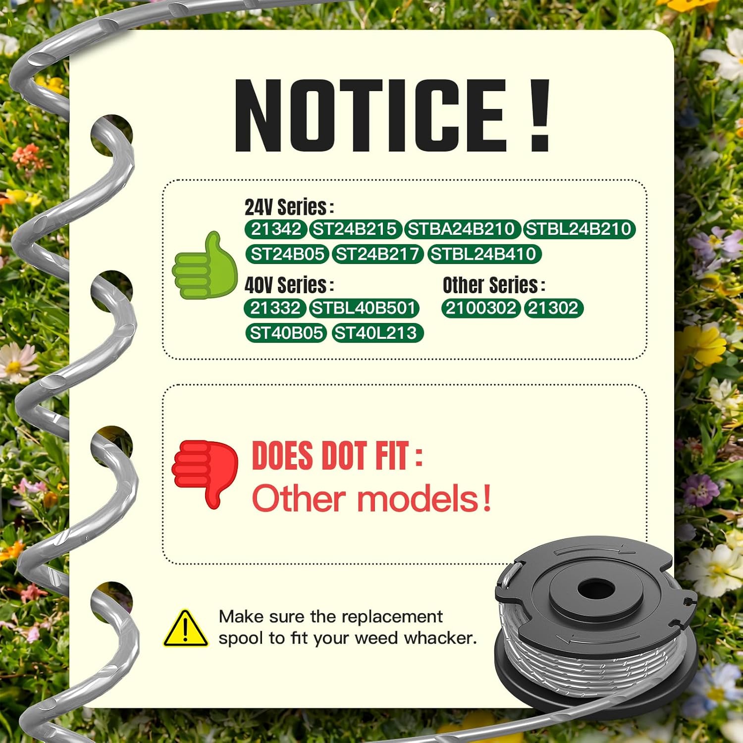 Trimmer String Spool Compatible with Greenworks, 0.065" 16Ft Single Line Auto-Feed String Trimmer Spools for Greenworks Weed Eater, Weed Wacker String — image 2