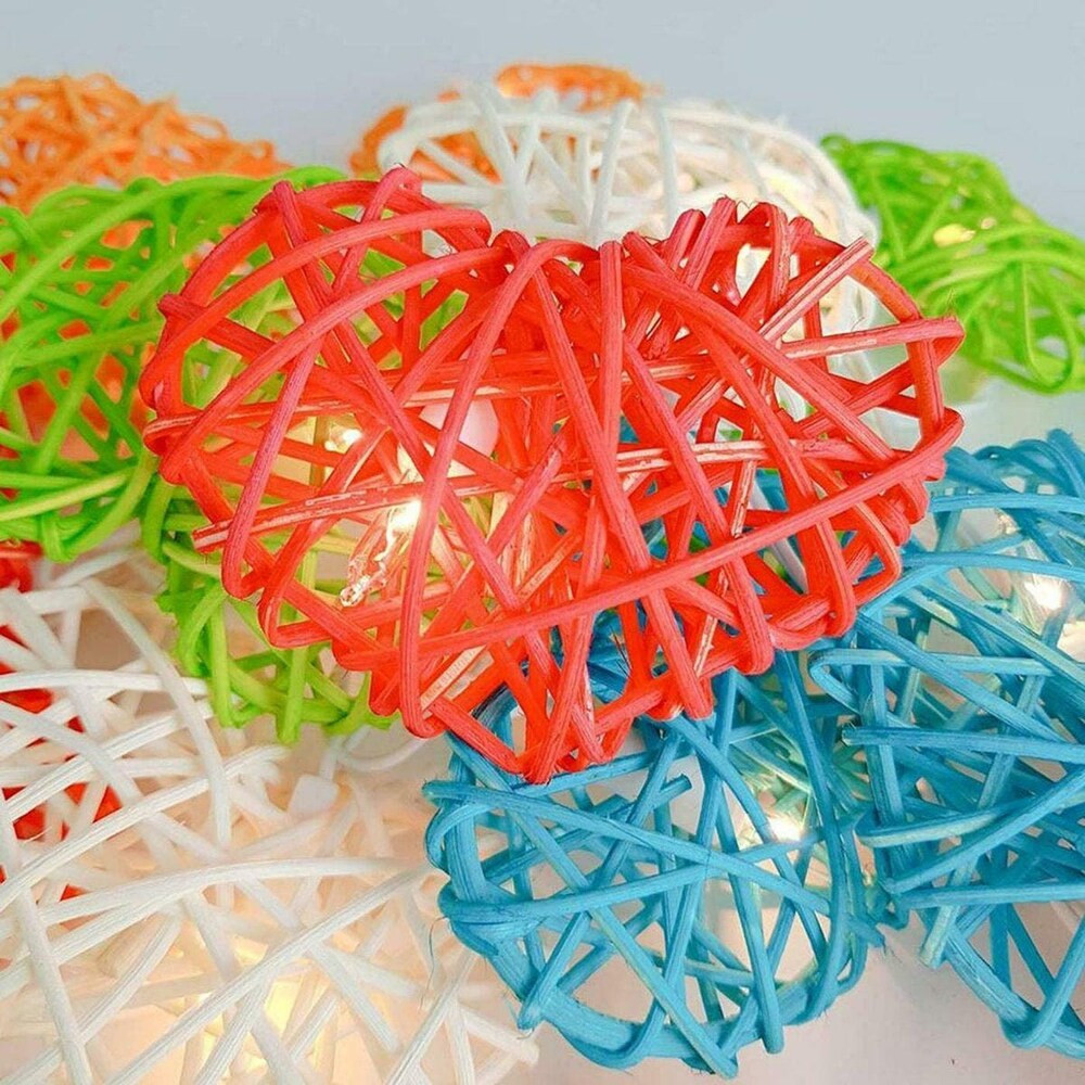 50 Rainbow 3D Hollowed Rattan Heart-Shaped 5M LONG String Fairy Lights, Battery (AA) Indoor & Outdoor Decorations Birthday Kids Celebration PartyRoom Table — image 5