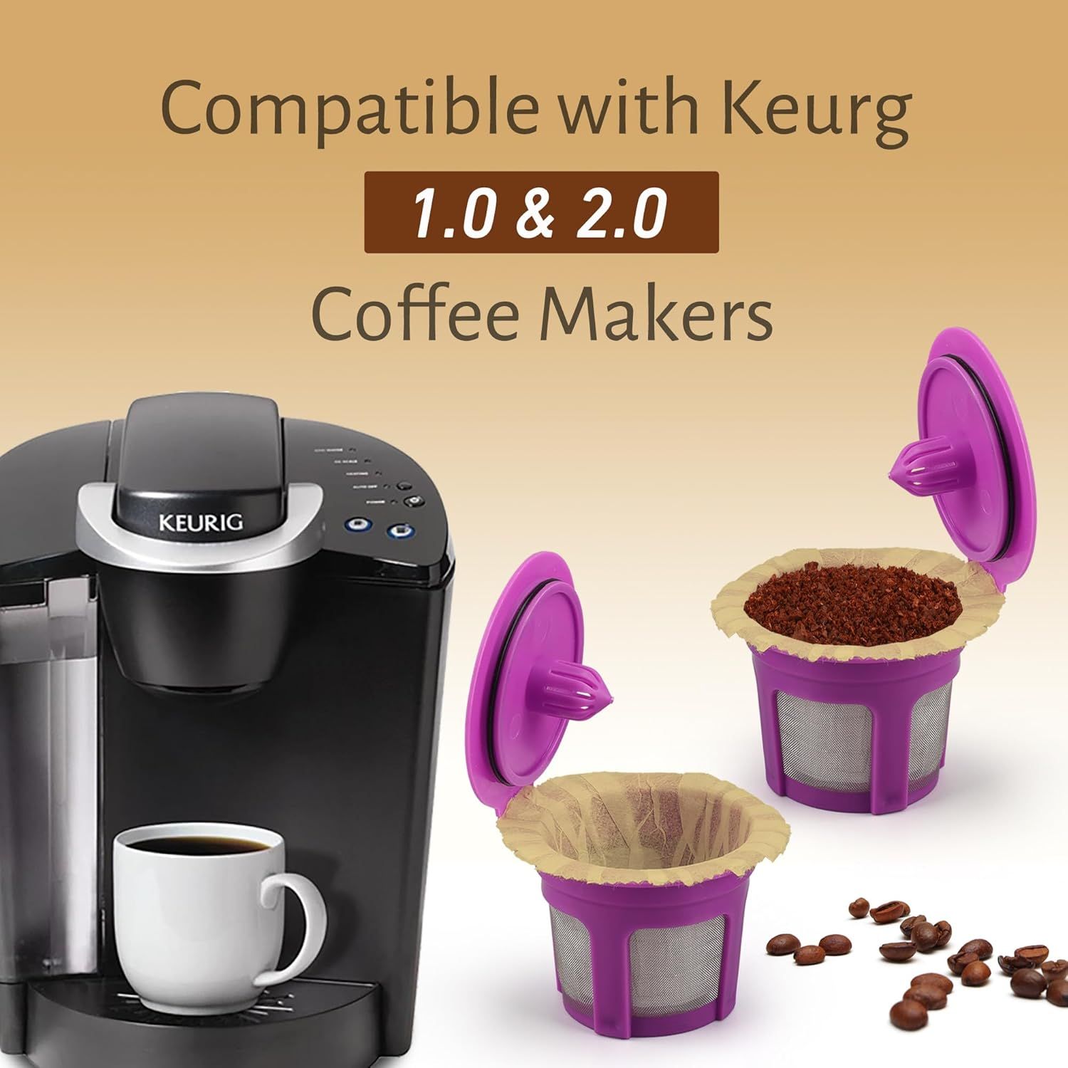 Disposable Coee ilters, 100 Count Natural Paper ilters Compatible with Keurig Brewers Single Serve 1.0 and 2.0, it all Reusable Coee Pods(Natural 100) — image 3