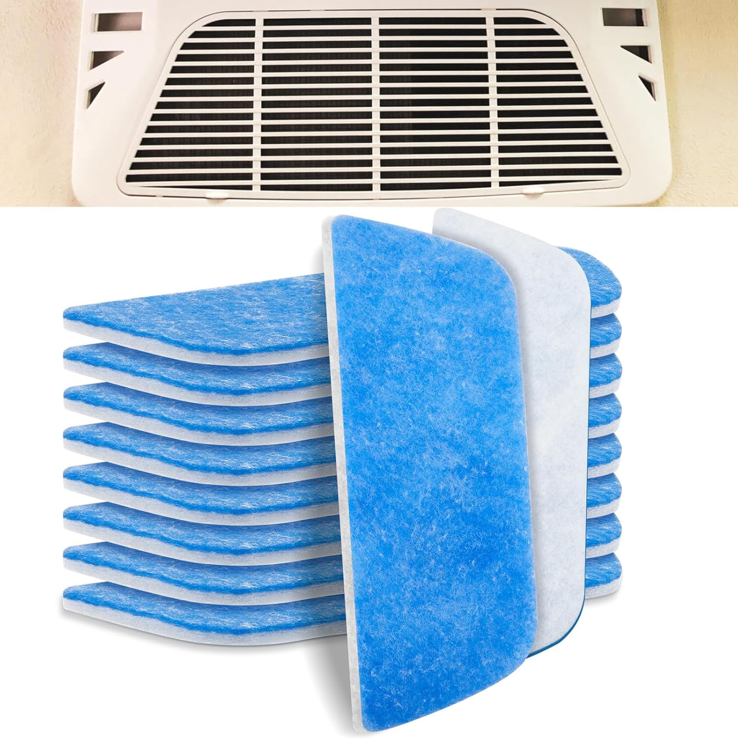 10 Pack RV AC Filters for Air Conditioner Vent 16 × 6 Inch Rv Filters Replacement for Air Conditioner Vent Compatible with MERV 6 AC Filter (Rounded Corner