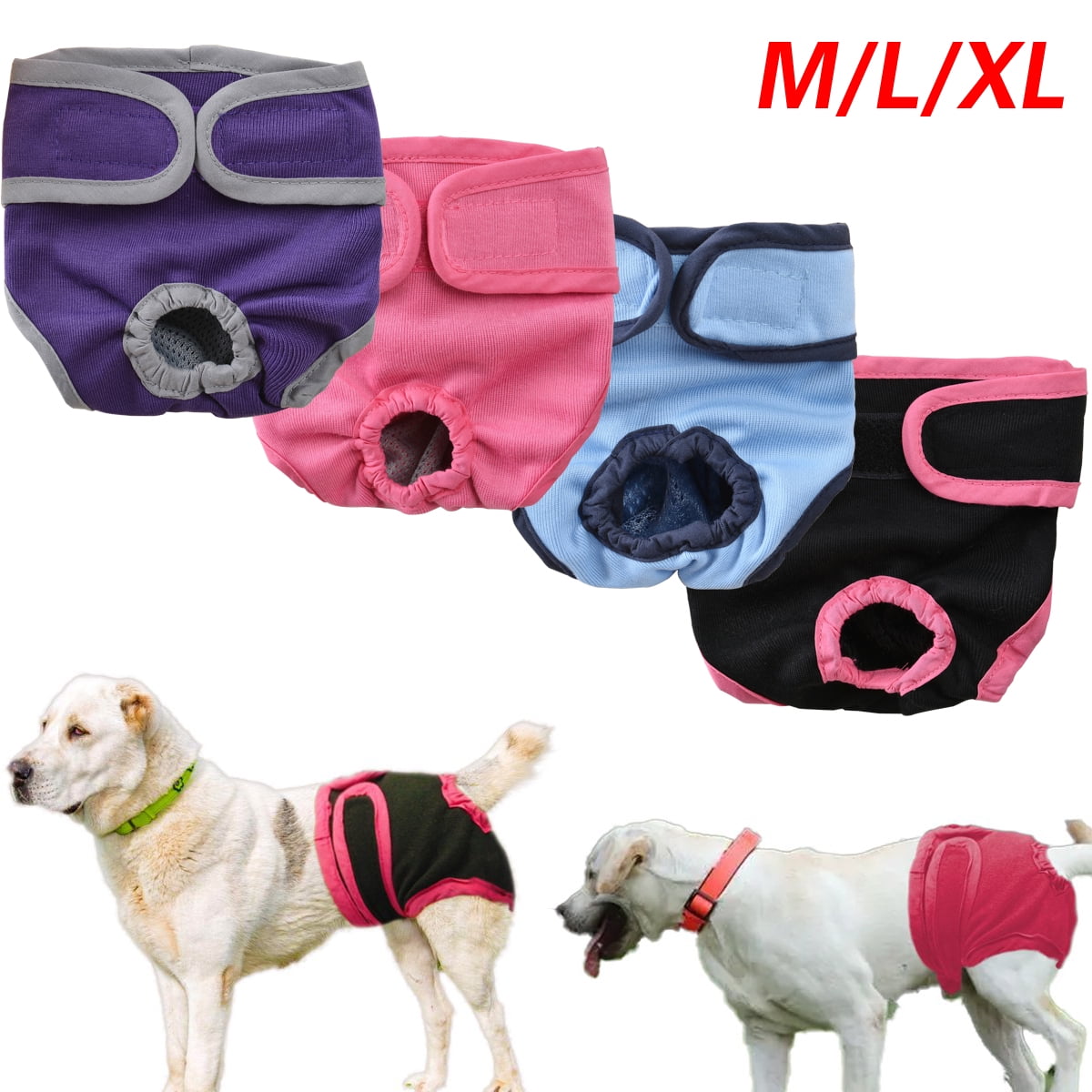 Comfortable Dog Underwear Dog Diapers Pants Male Female to Put On/Off Breathable Physiological Pants Reusable Sanitary Panties for Small to Large Dogs Pet