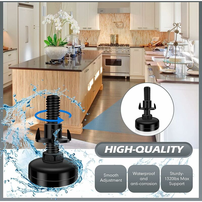 8 pcs Adjustable Furniture Straightener Feet, Adjusting Screws, Adjusting Feet With Push-In Nut For Wooden Furniture — image 3