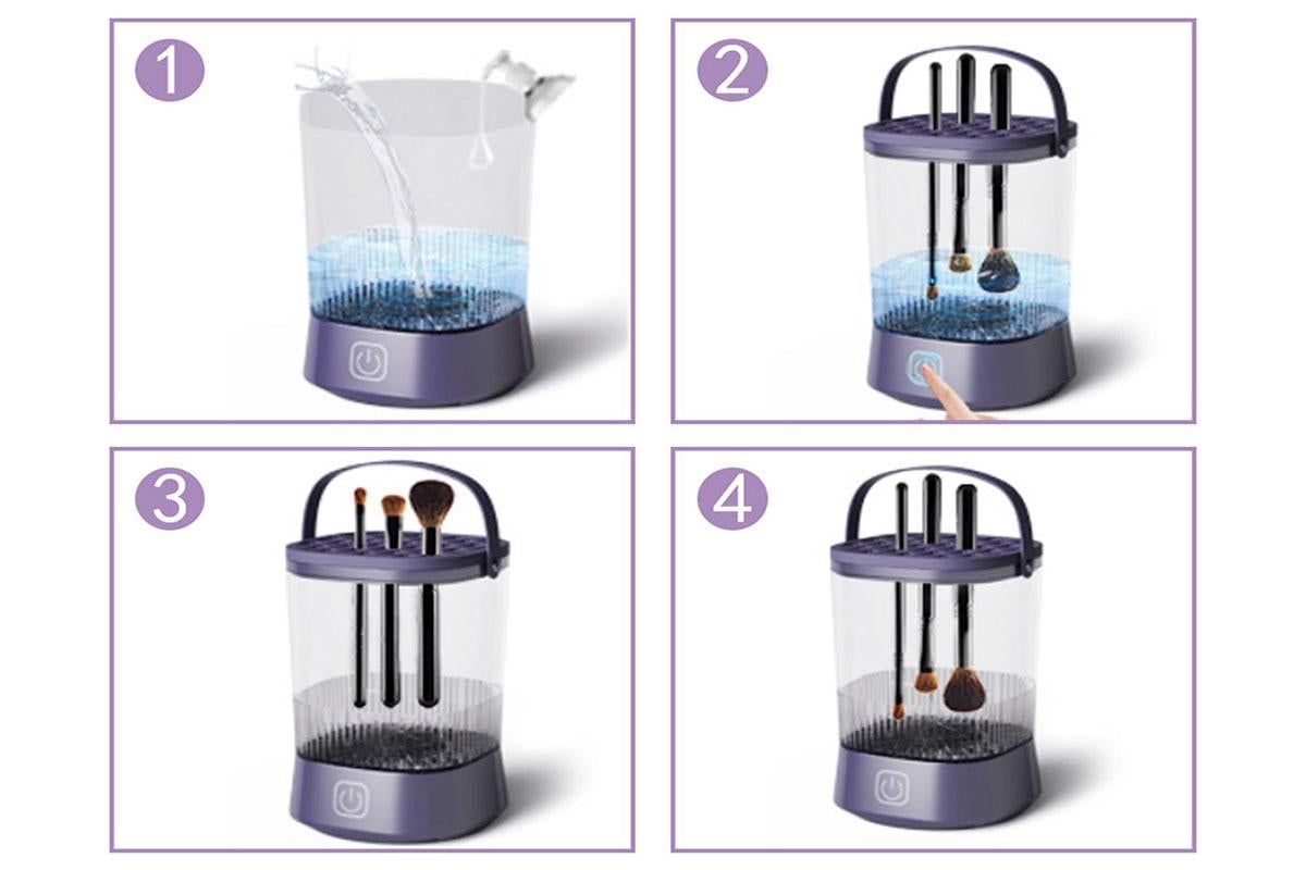 Water-Resistant Electric Makeup Brush Cleaner Automatic Brush Cleaner Dryer Tool -Purple โ image 4