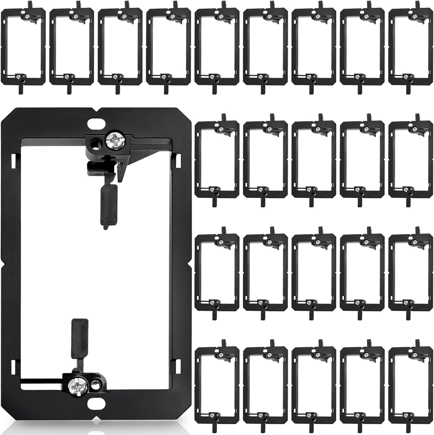 25 Pack Low Voltage Mounting Bracket, 1 Gang Flush Wall Plate, Drywall Cables Pass Through Wallboard, Single Cord Hider for Telephone Wires, Network Cables — image 5