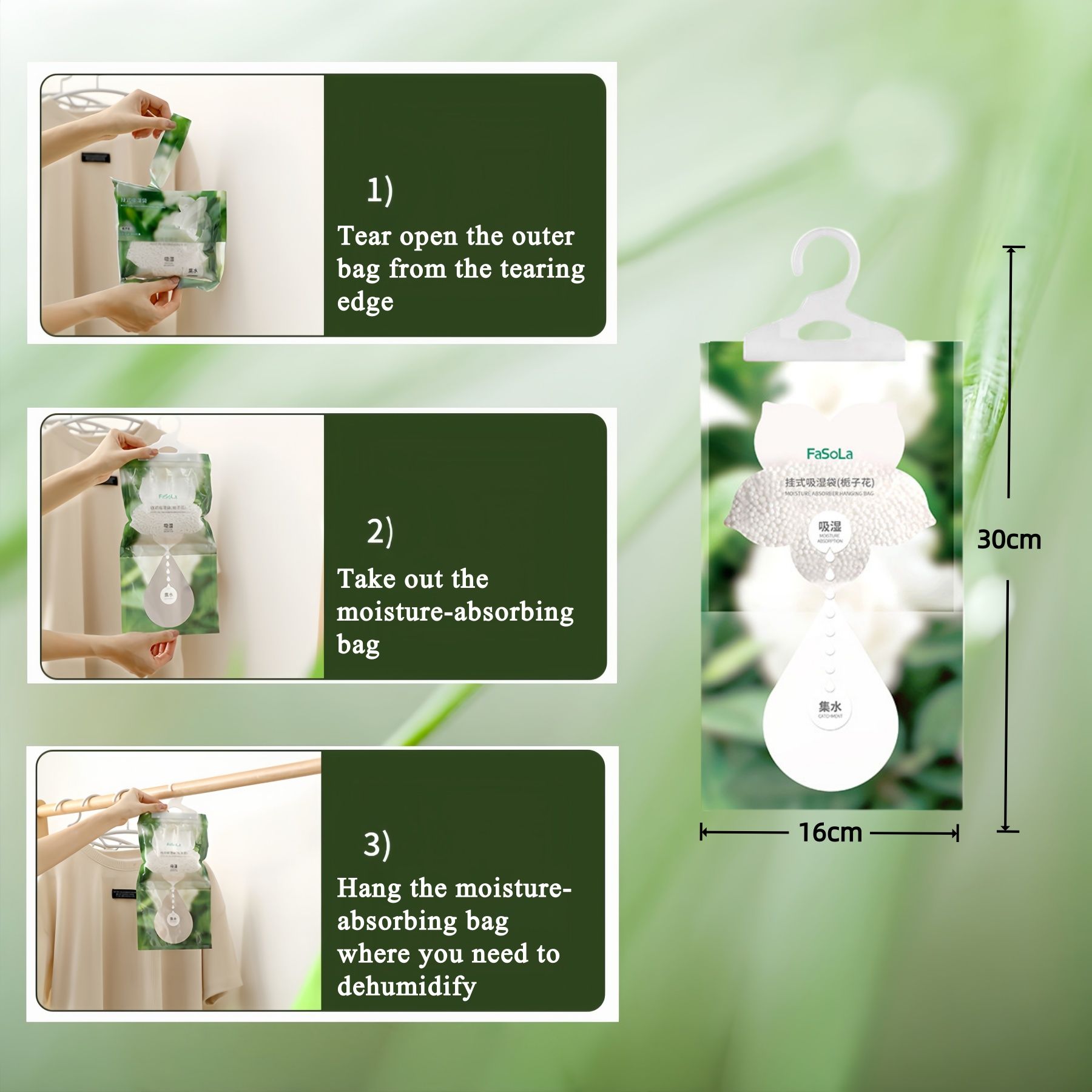 Moisture Absorber Bags & Scented Wardrobe Fresheners (9-Pack), Gardenia Scented Dehumidifier & Hanging Closet Sachets for Dampness & Odor Removal in Wardrobes — image 3
