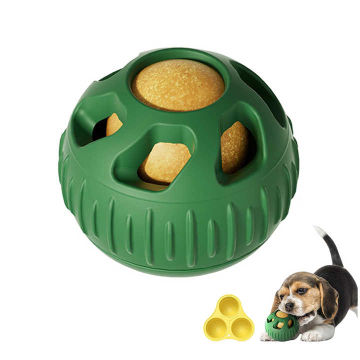 Red Ball and Black Mold Pet Treat Dispensing Ball and Molding Set - Silicone Dog Chew Toy for Teeth Cleaning and Boredom Relief โ image 2