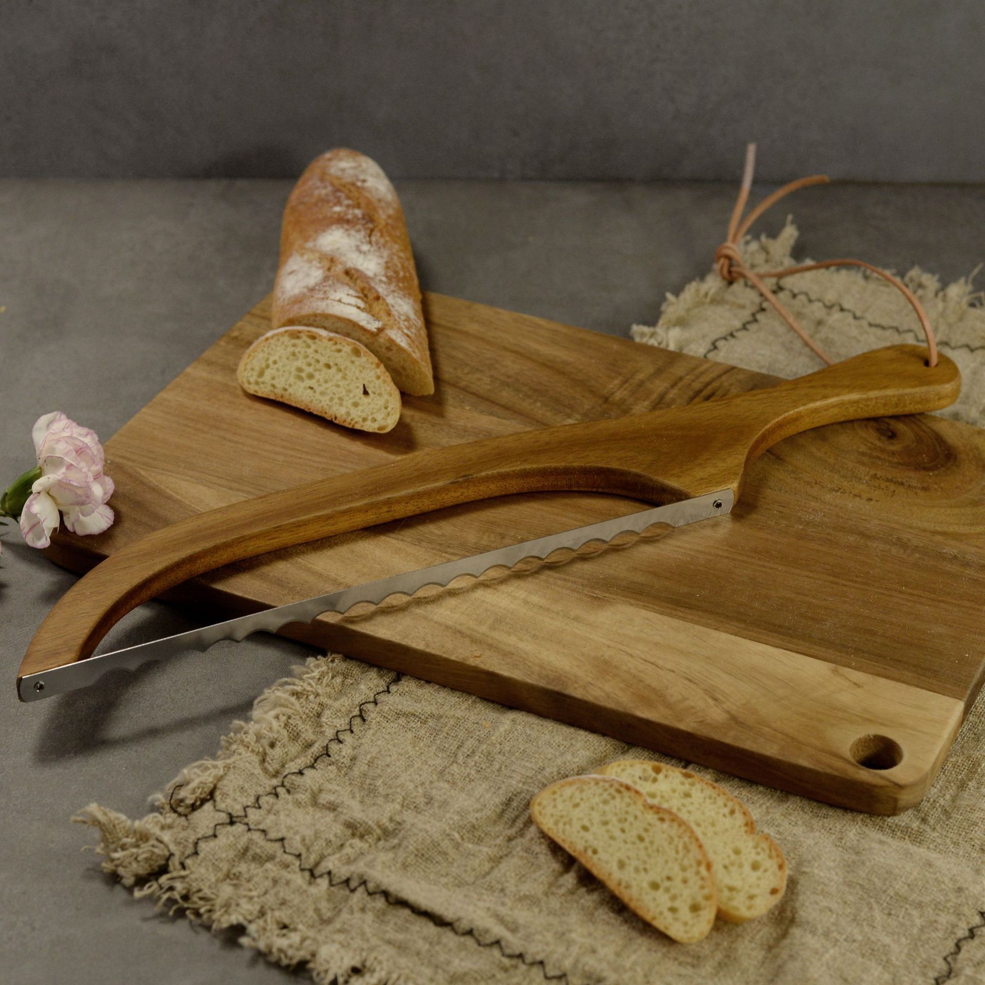 2 Pcs Khaki Artisan Wooden Bread Bow Knife - Serrated Stainless Steel Slicer for Effortless Crumb-Free Cutting โ image 4