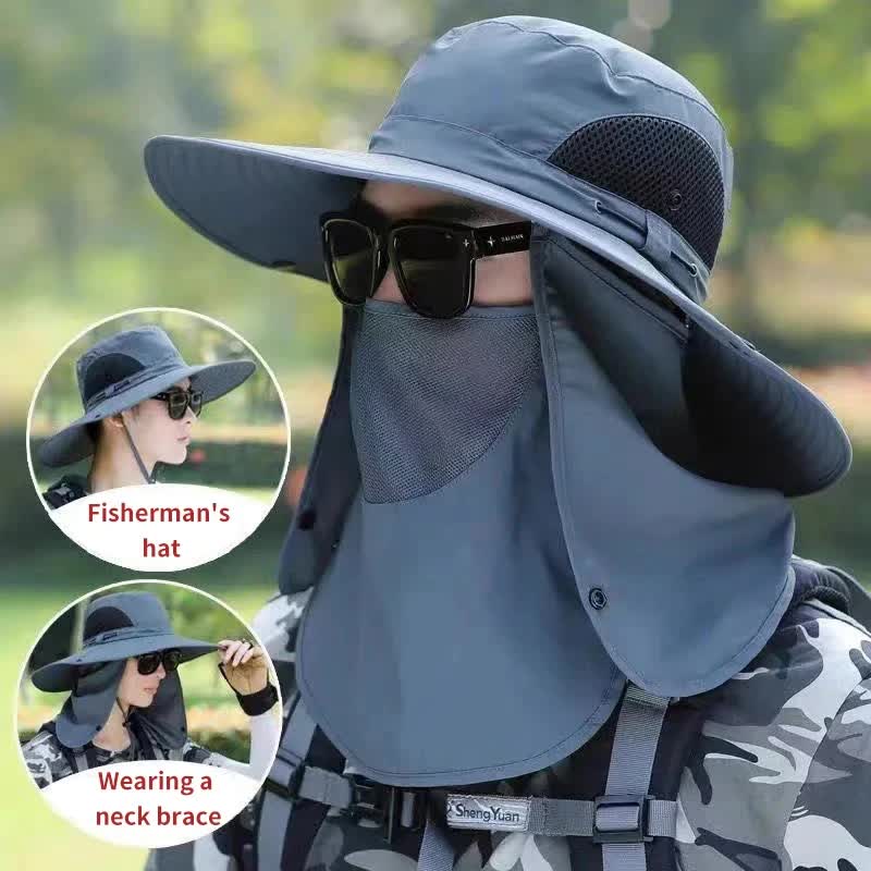 Dark Gray Outdoor UV Protection Sun Hat with Detachable Face and Neck Flap - Wide Brim, Breathable, and Lightweight โ image 5