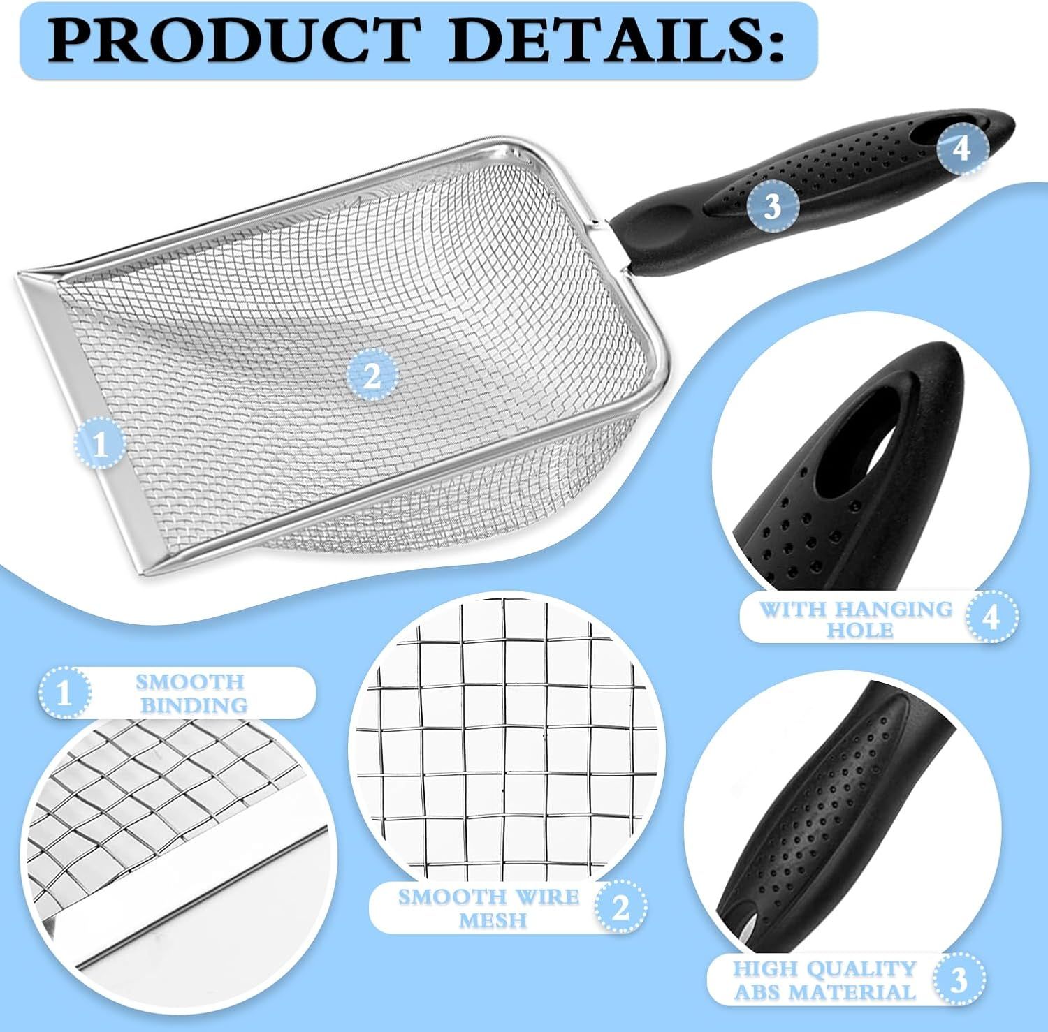 Shark Tooth Sifter Dipper for Shell Collecting, Beach Mesh Shovel, Kids Filter Sand Scooper for Picking Up Shells - Beach Snow Toys for Kids, Black — image 2