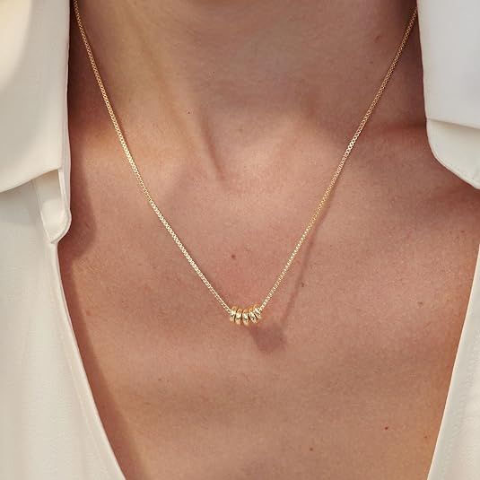 Gold Necklace for Women, Necklace Gold Plated Sun Lotus Flower Necklace Simple Bead Necklace Jewelry Everyday for Girls โ image 2