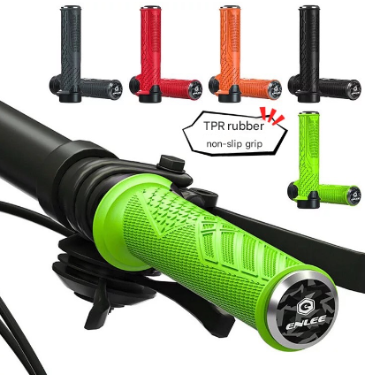 Red Ergonomic Lock-On Bike Grips - Anti-Slip TPR Rubber, Alloy Rings & Plugs for MTB & Commuter Bikes โ image 2