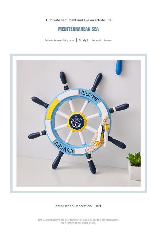 Nautical Wooden Rudder Wall Decor - 34cm Coastal Home Decor Accent (Blue and white rudder) โ image 2