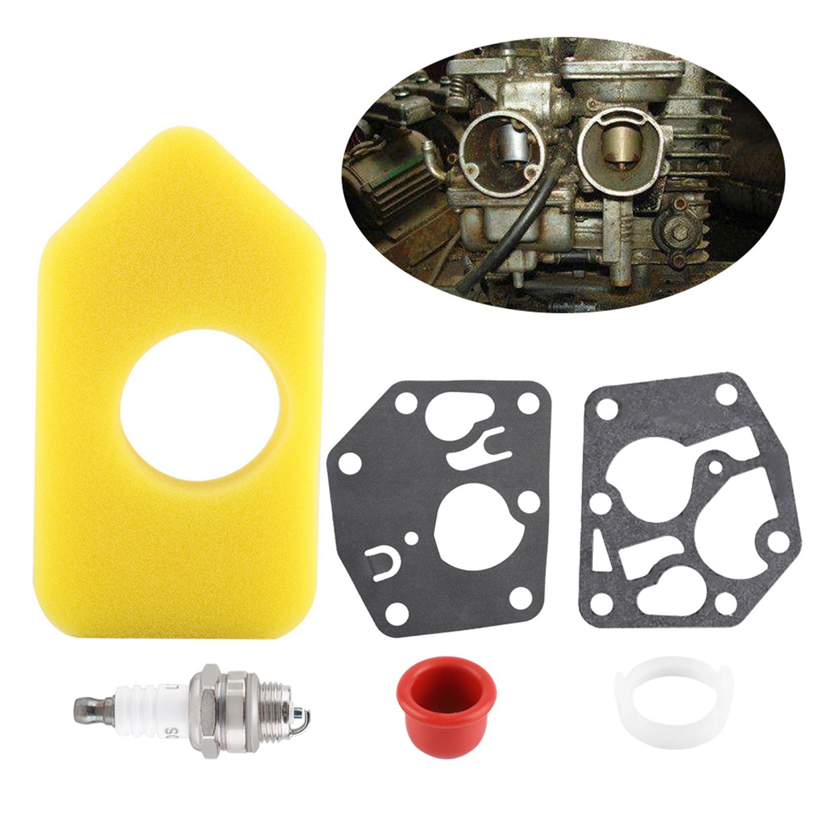 Carburetor Diaphragm Gasket Air Filter Spark Plug Kit for Briggs & Stratton Many Small Engines — image 6