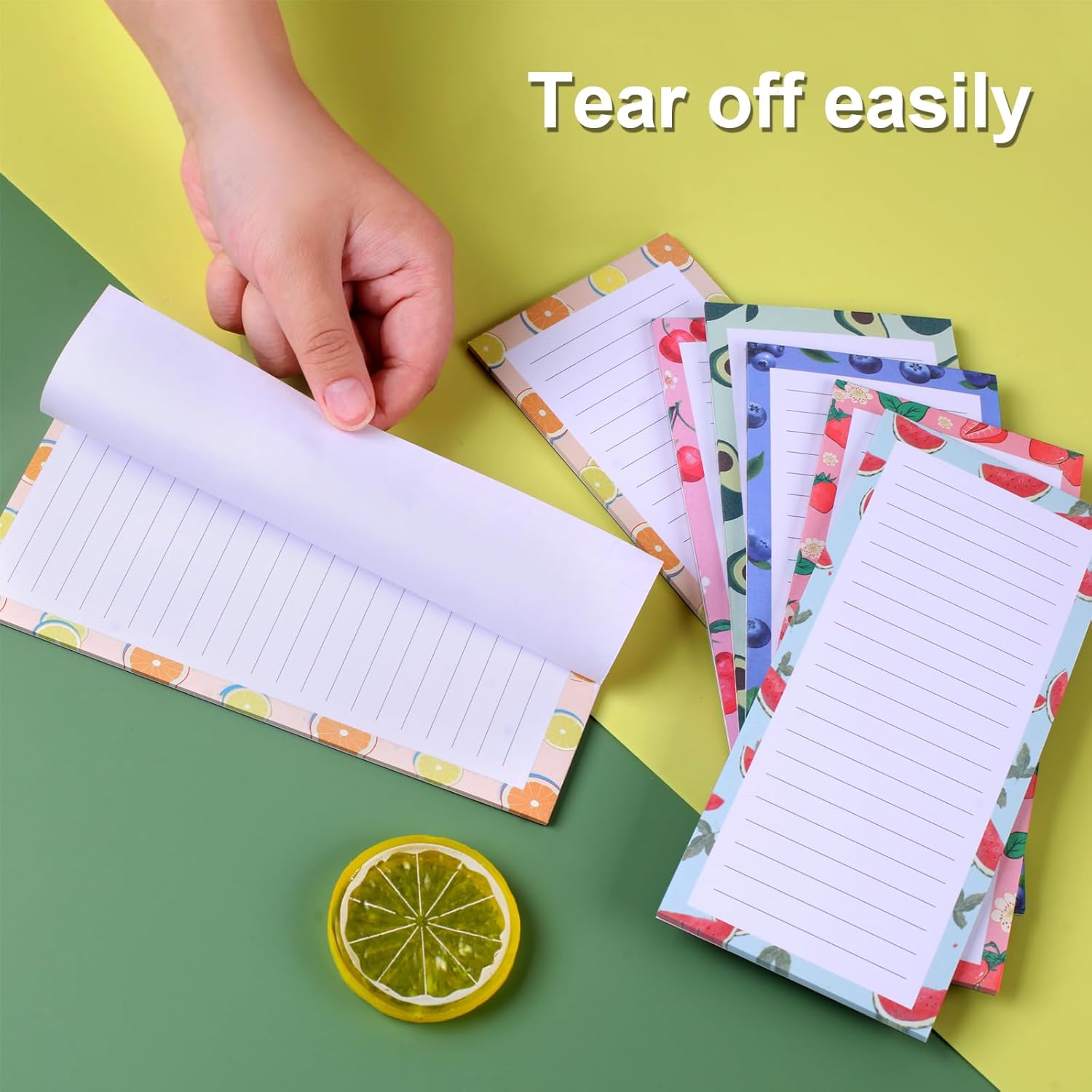 9 Pack Magnetic Notepads for Refrigerator, Fruit Design Grocery List Pad Fridge, Full Magnet Back Shopping Lists, 25 Sheets Per Note Pads — image 5