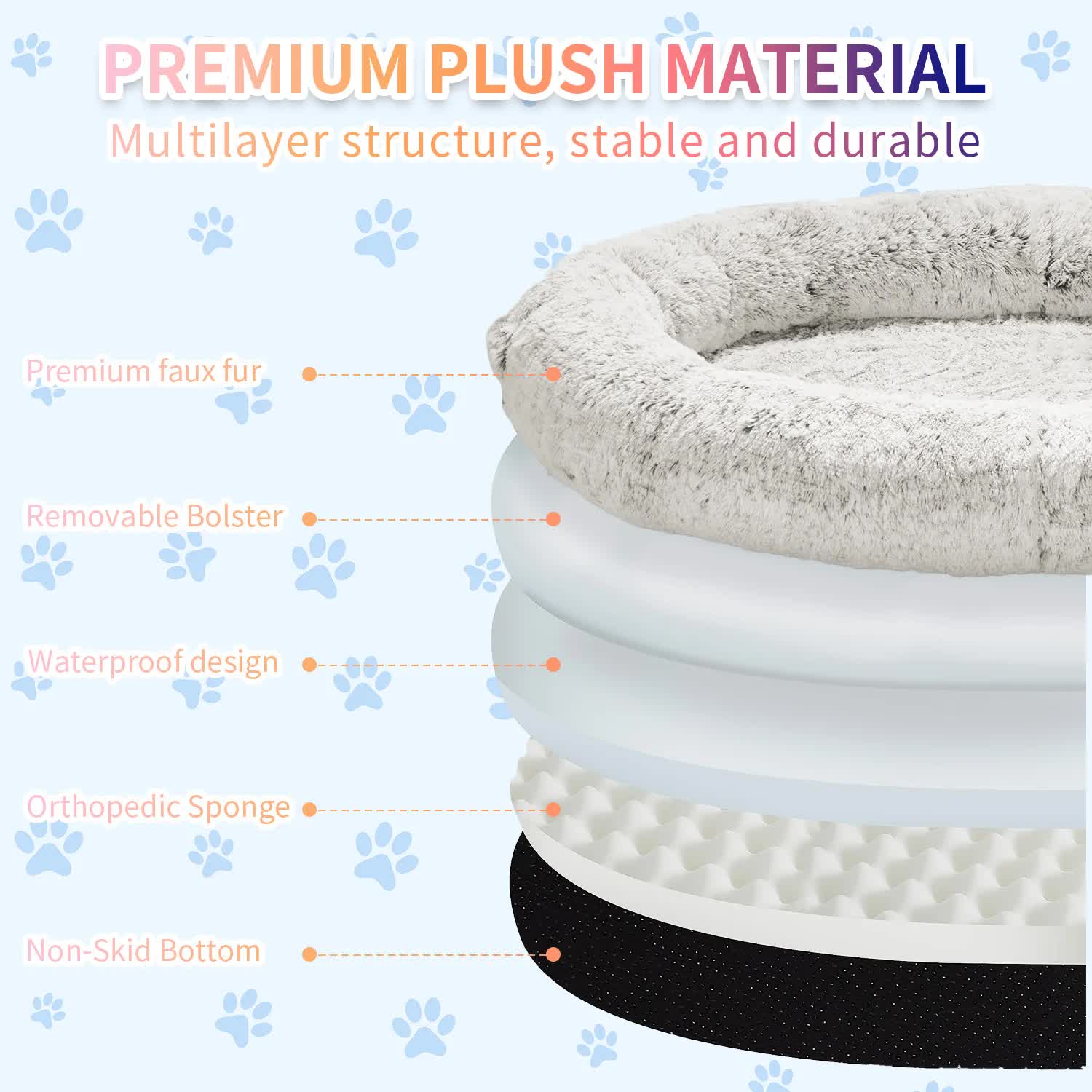Fluffy Donut-Shaped Pet Bed- Soft, Cozy, and Anti-Anxiety for Dogs and Cats, Machine Washable khaki Size:L 90*65*20cm โ image 2
