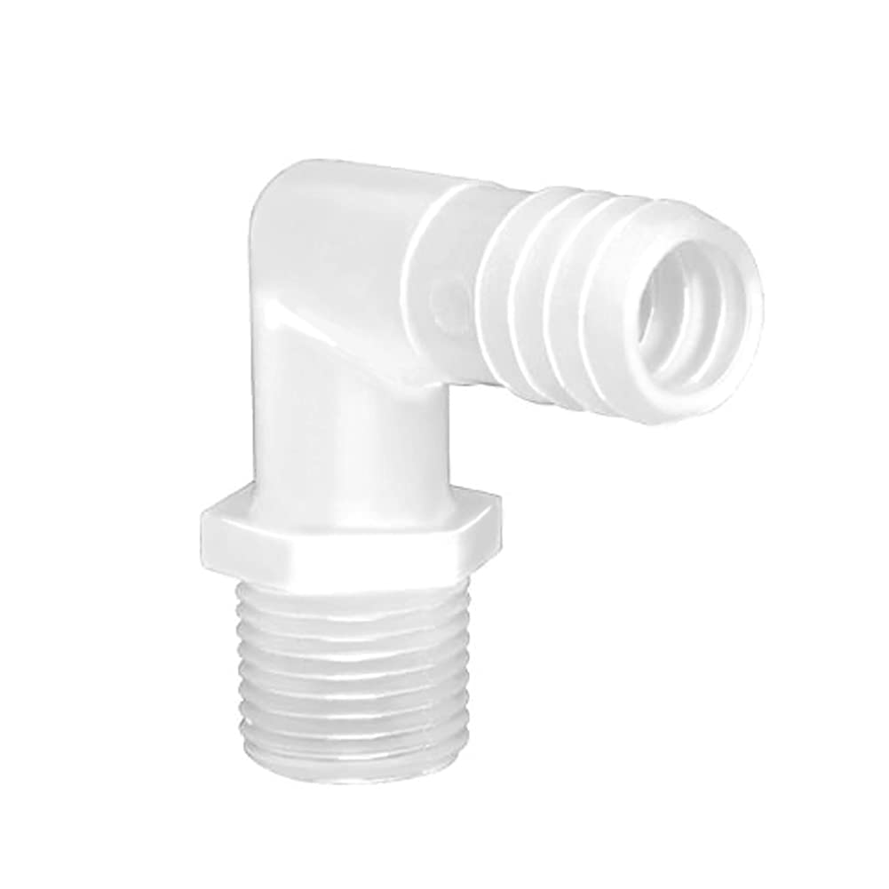 Plastic Hose Barb Fittings 90°Elbow 3/8" Hose Barb x 1/2" Male NPT Barbed Adapter Pipe Connectors Joint Splicer Mender Adapter Union (Pack of 5) — image 4